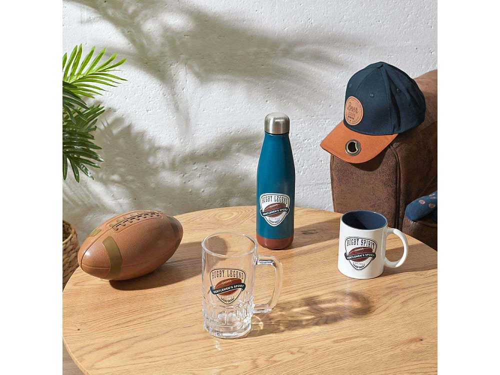 Chope à bière en verre Rugby