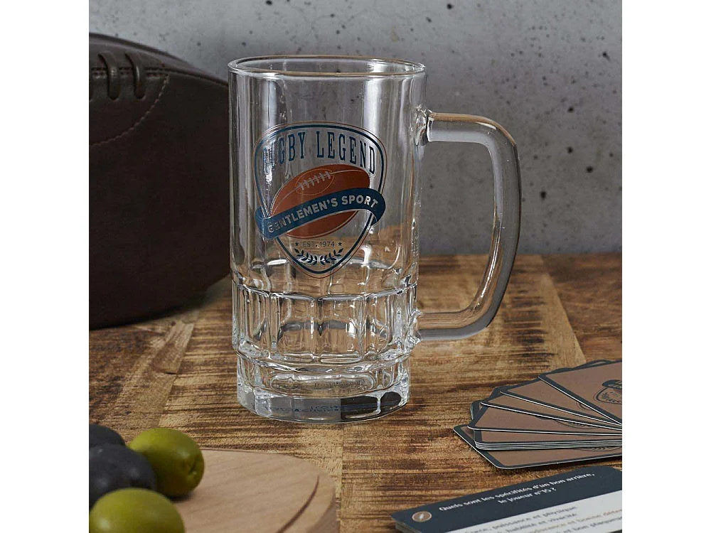 Chope à bière en verre Rugby