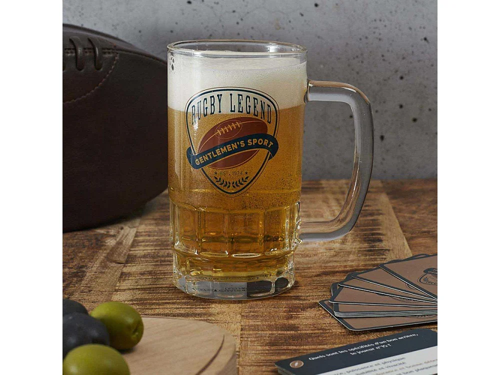 Chope à bière en verre Rugby