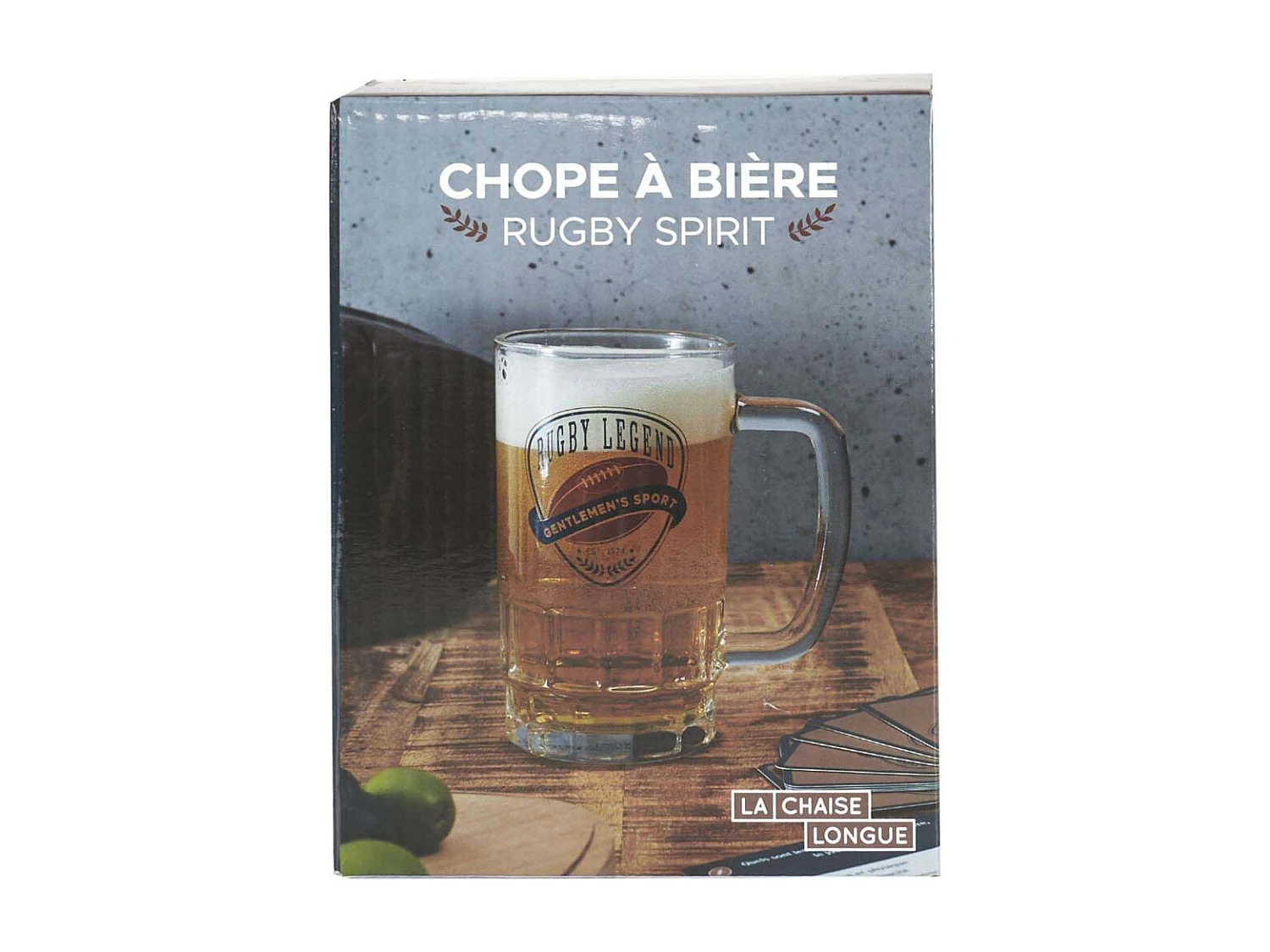 Chope à bière en verre Rugby