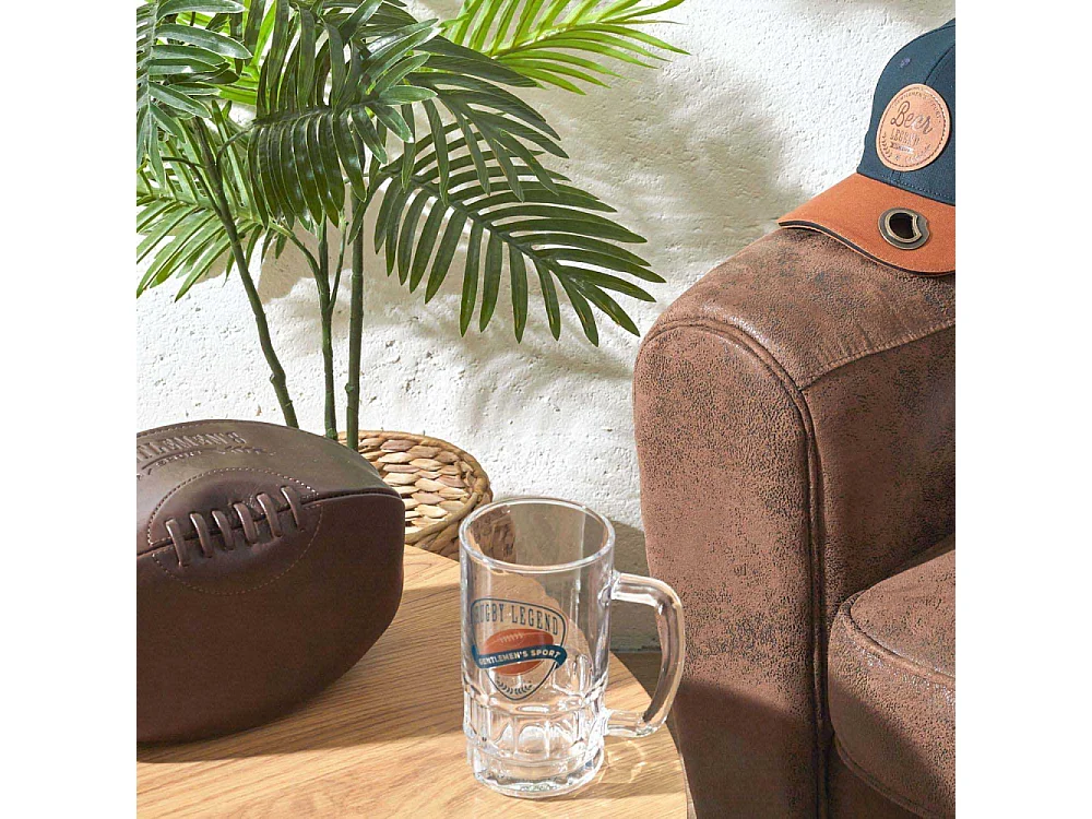 Chope à bière en verre Rugby