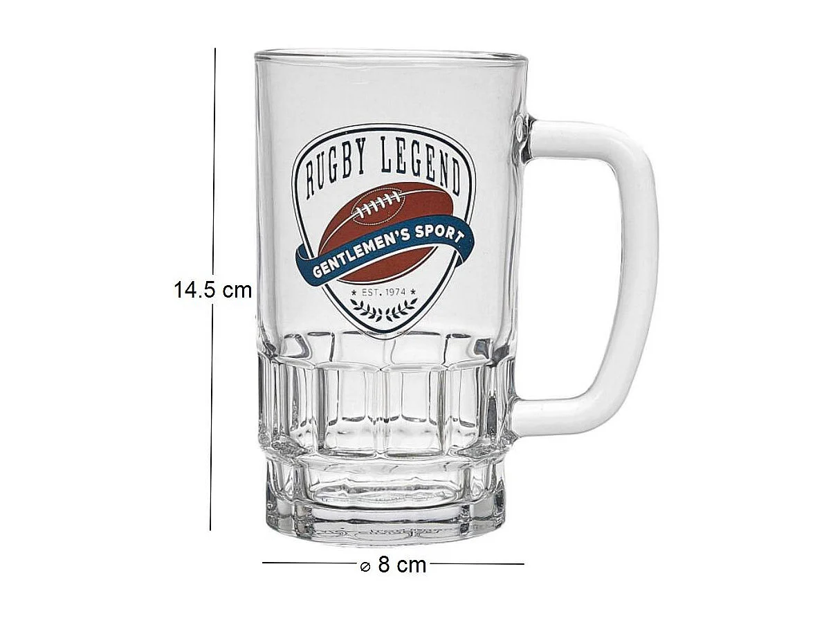 Chope à bière en verre Rugby