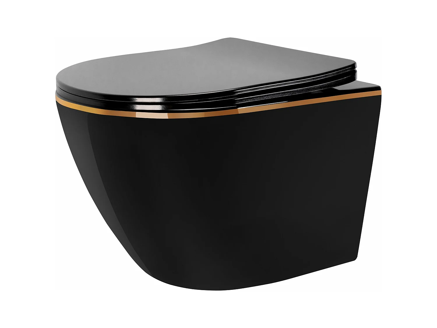 Cuvette Wc Suspendue Rea Carlo Mini Rimles Dur/Flat/Zm Czarno-Gold