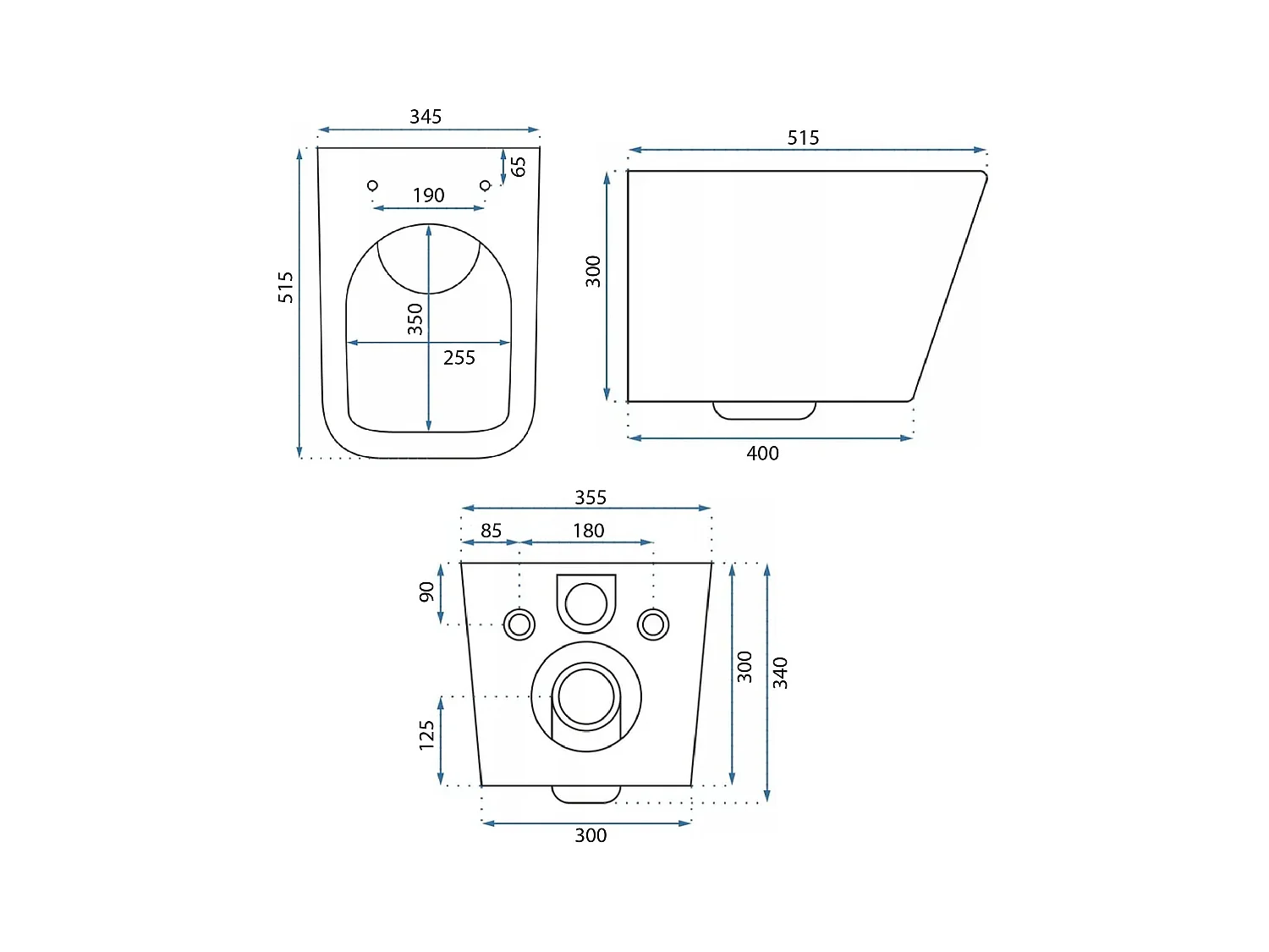 Cuvette Wc Suspendue Rea Julio Rimless Duroplast/Flat/Zm Matt Black