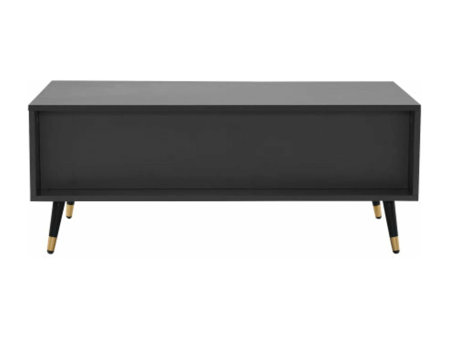 Table basse moderne gris-blanc - 2 portes, 2 tiroirs,d114cm×h15cm