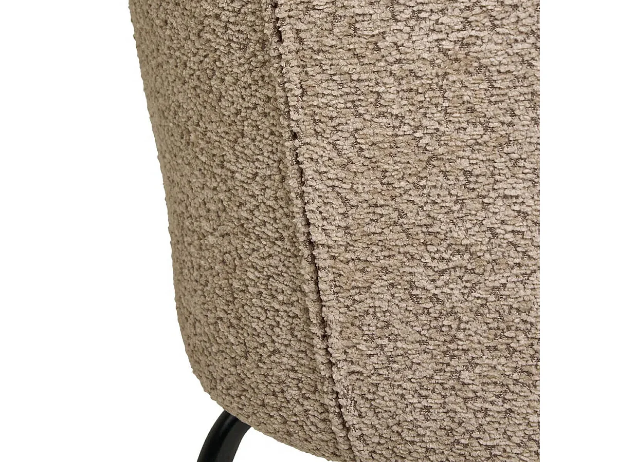 DALIDA - Lot de 2 Chaises Incurvées Tissu Bouclé Beige Pieds Métal Noir