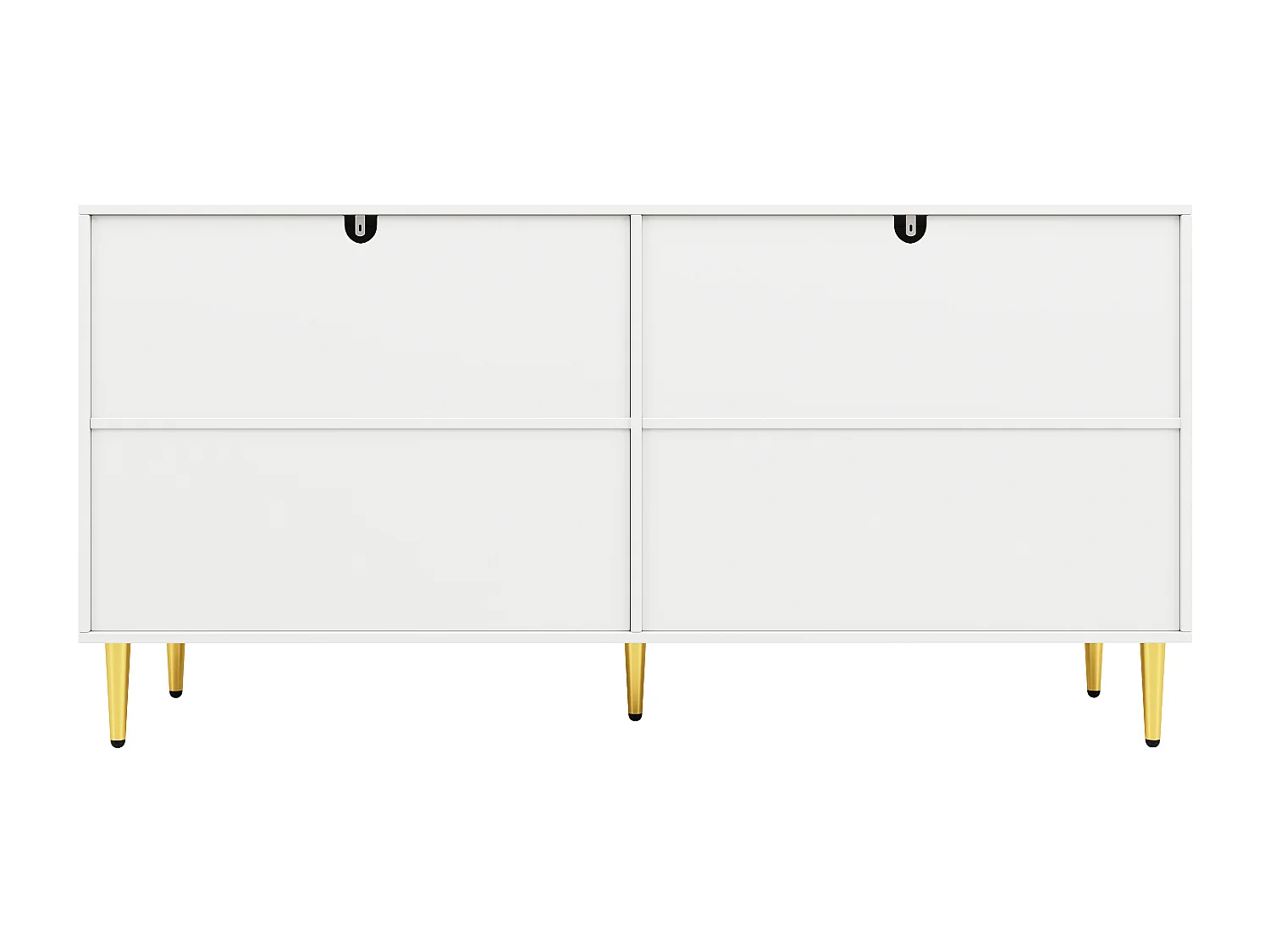 Buffet moderne - 4 portes à motif ondulé - en MDF - Blanc