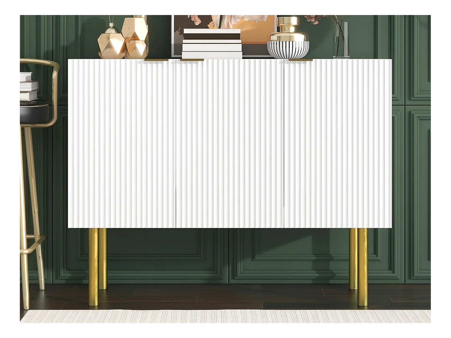 Buffet 3 portes avec étagères réglables - MDF & panneaux de particules - Blanc