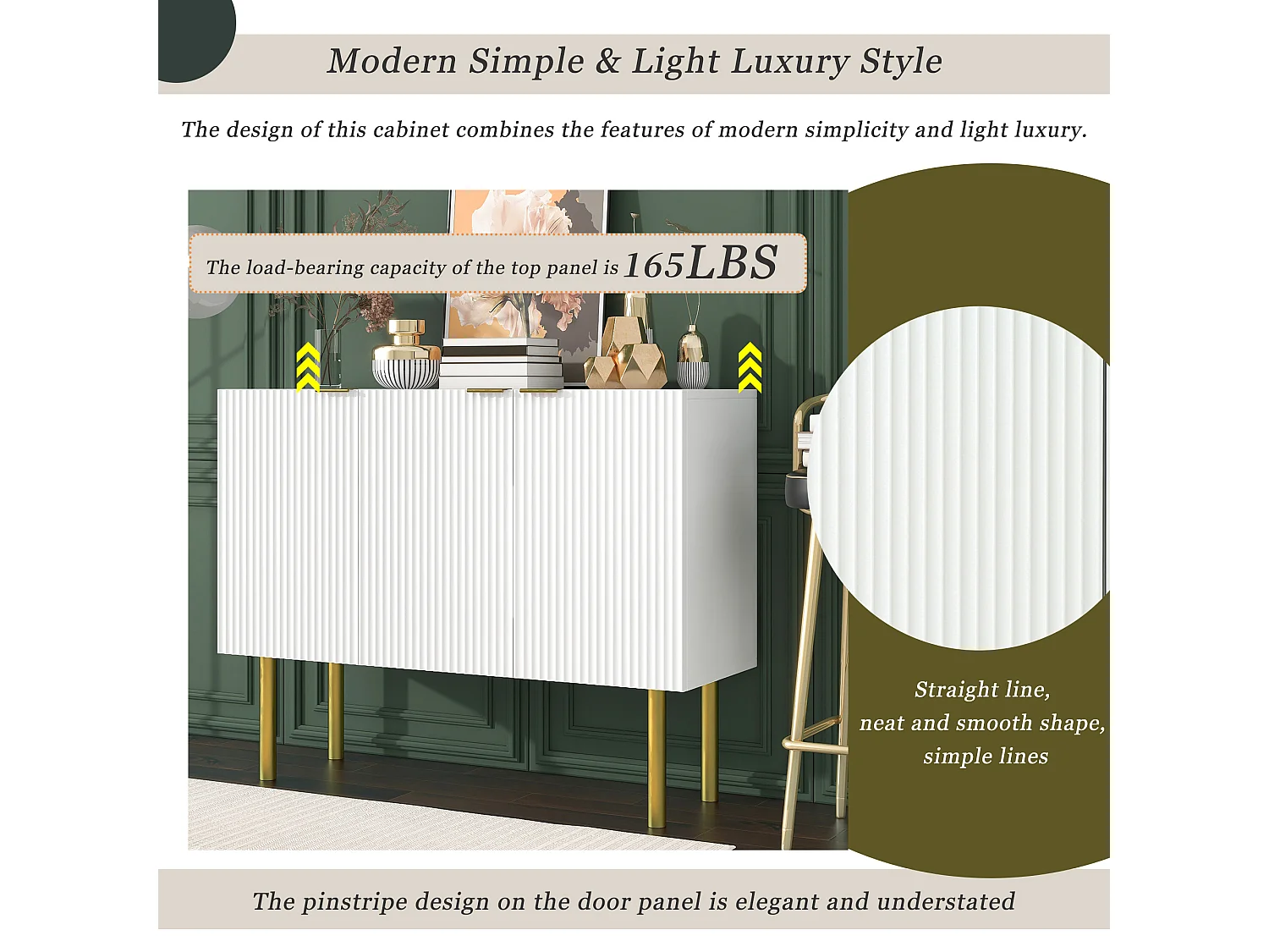 Aparador 3 portas com prateleiras reguláveis ​​​​- MDF e aglomerado - Branco