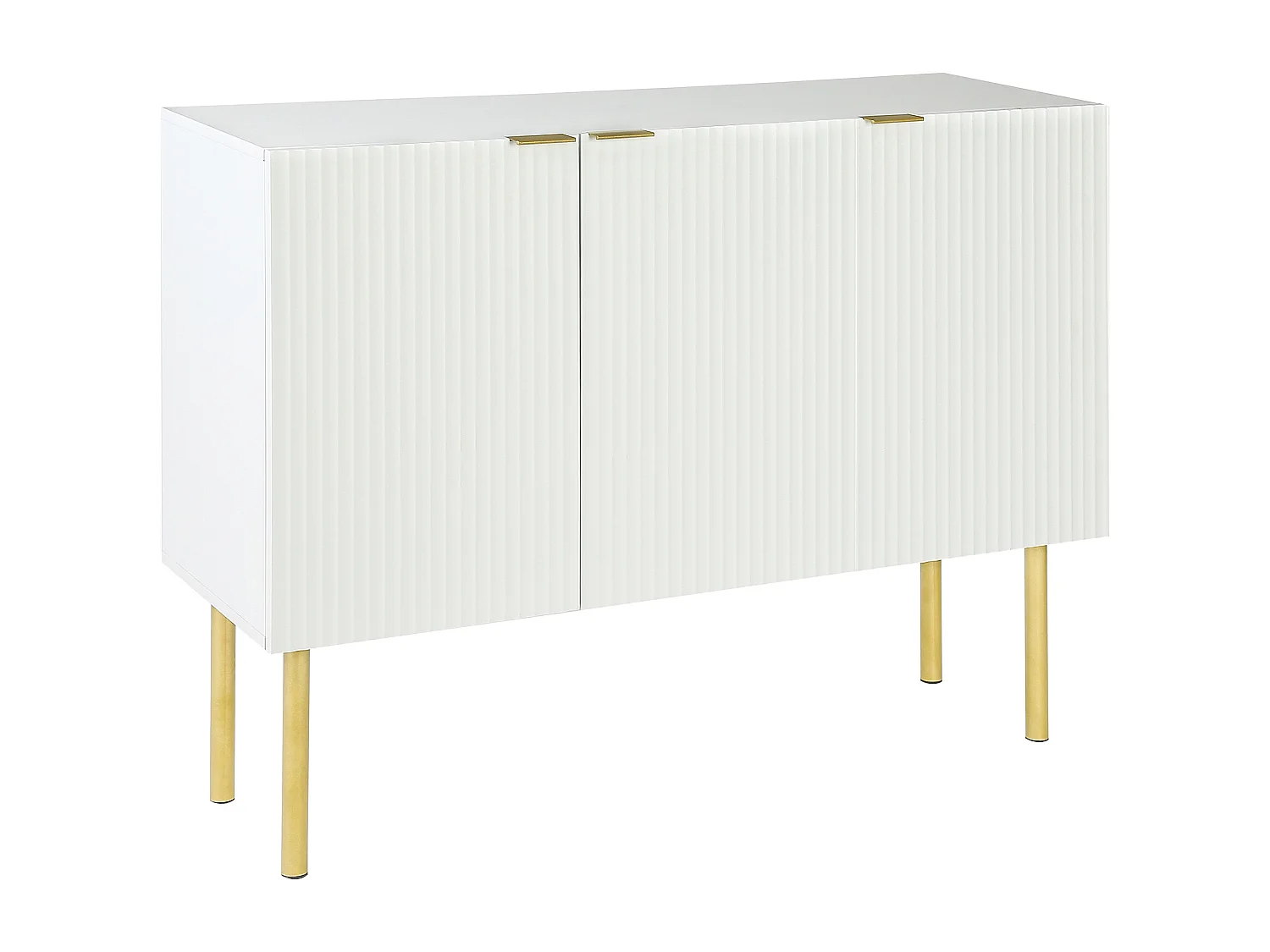 Aparador 3 portas com prateleiras reguláveis ​​​​- MDF e aglomerado - Branco