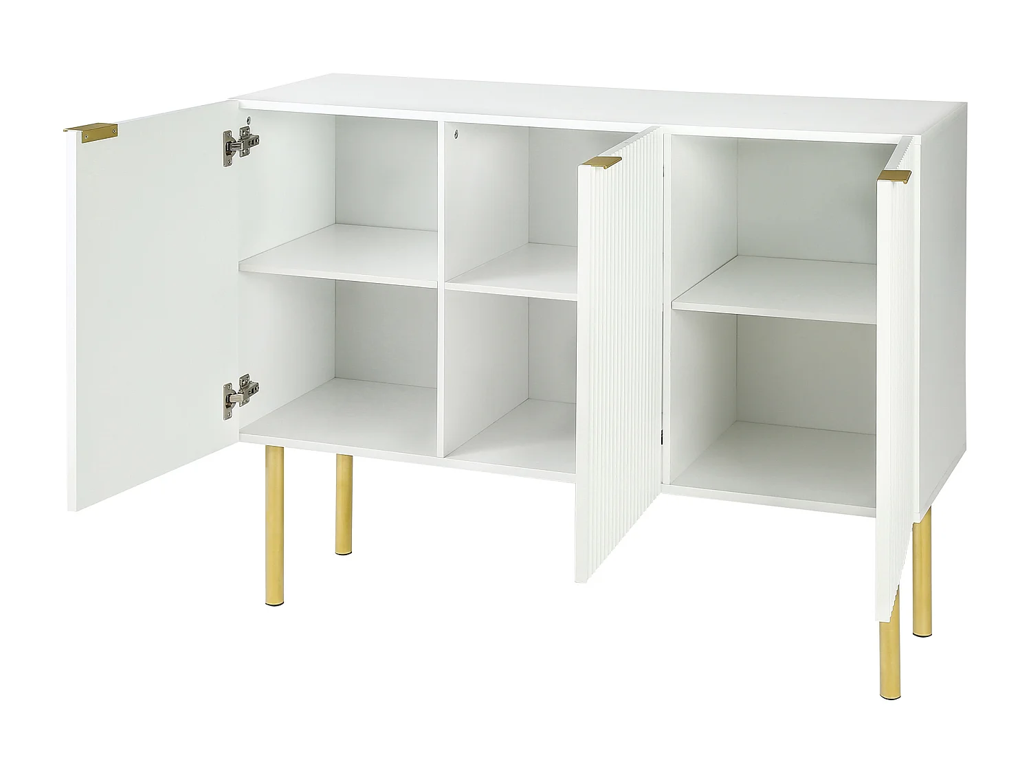 Aparador 3 portas com prateleiras reguláveis ​​​​- MDF e aglomerado - Branco