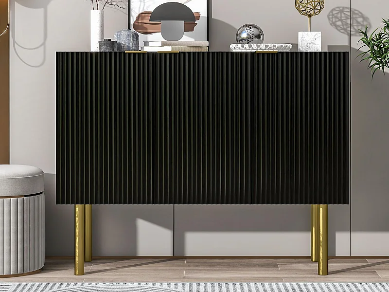 Buffet 3 portes avec étagères réglables - MDF & panneaux de particules - Noir