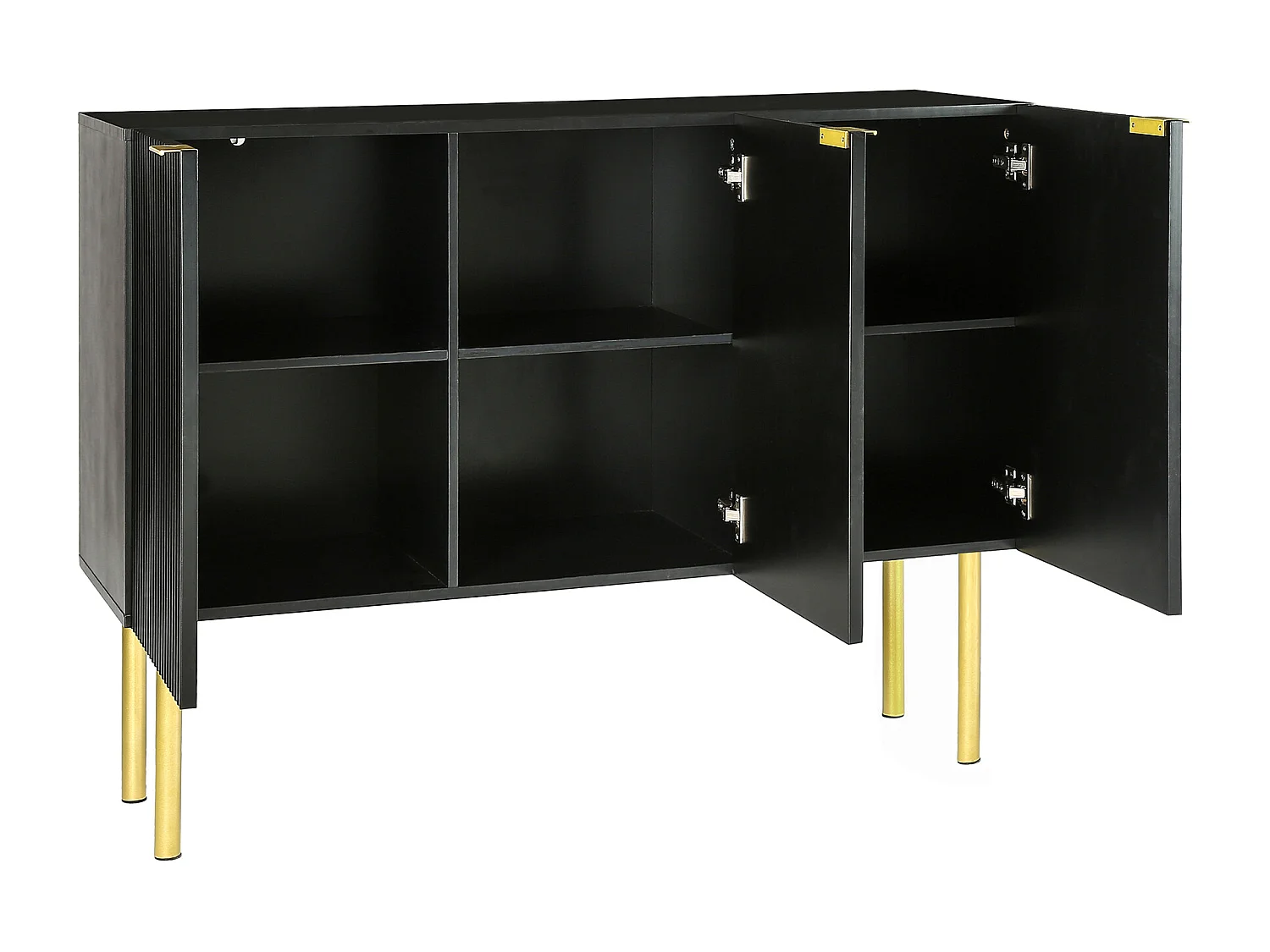 Buffet 3 portes avec étagères réglables - MDF & panneaux de particules - Noir