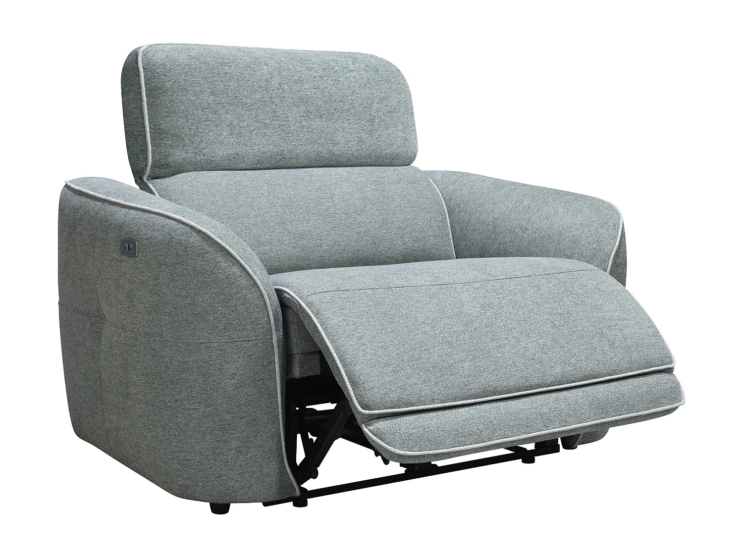 Relaxsofa 3-Sitzer + Relaxsessel elektrisch - melierter Stoff - Grau - OZARTO