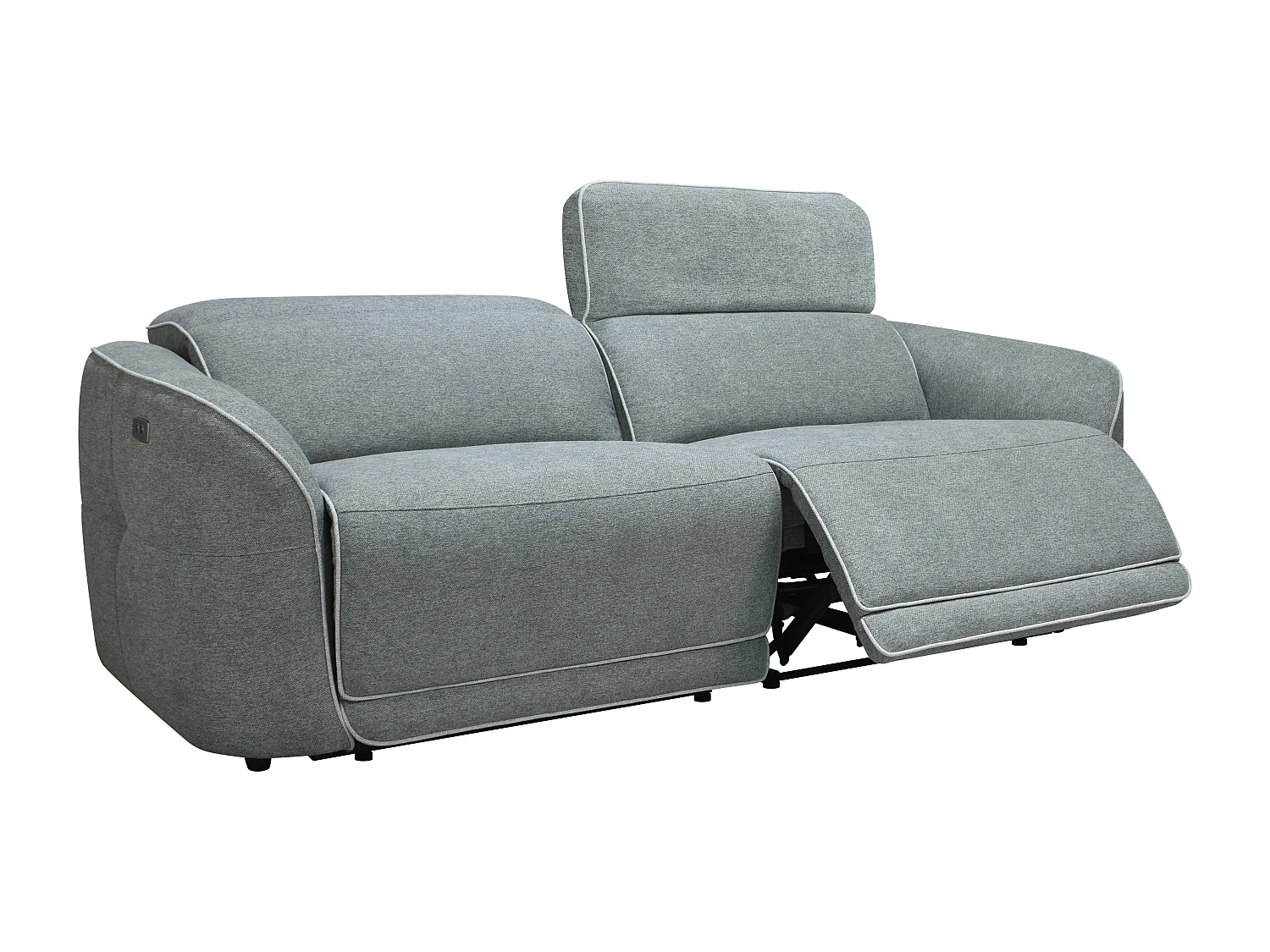 Relaxsofa 3-Sitzer + Relaxsessel elektrisch - melierter Stoff - Grau - OZARTO
