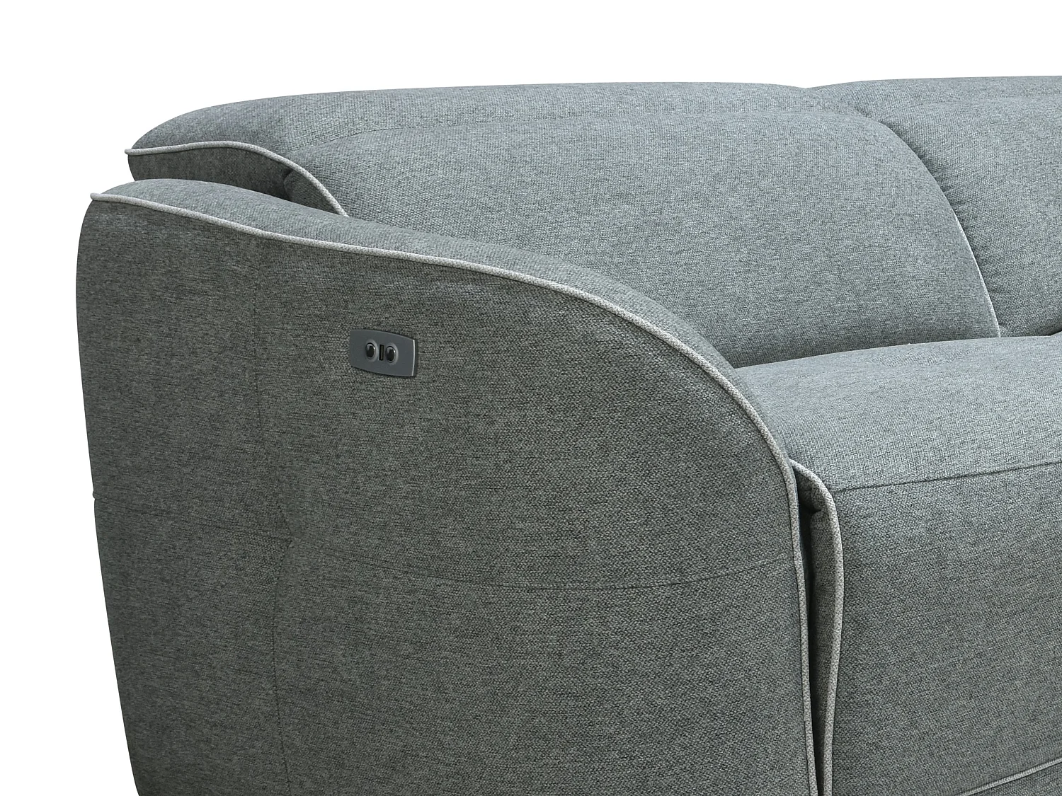 Relaxsofa 3-Sitzer + Relaxsessel elektrisch - melierter Stoff - Grau - OZARTO
