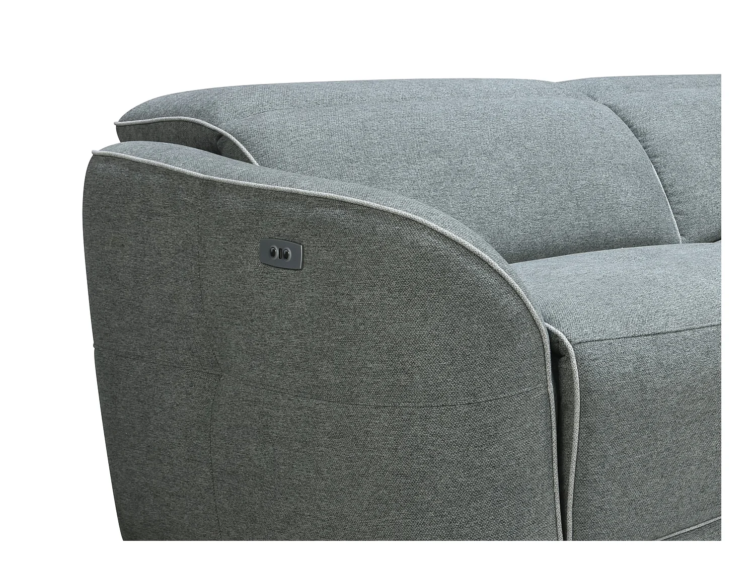 Relaxsofa 3-Sitzer + Relaxsessel elektrisch - melierter Stoff - Grau - OZARTO