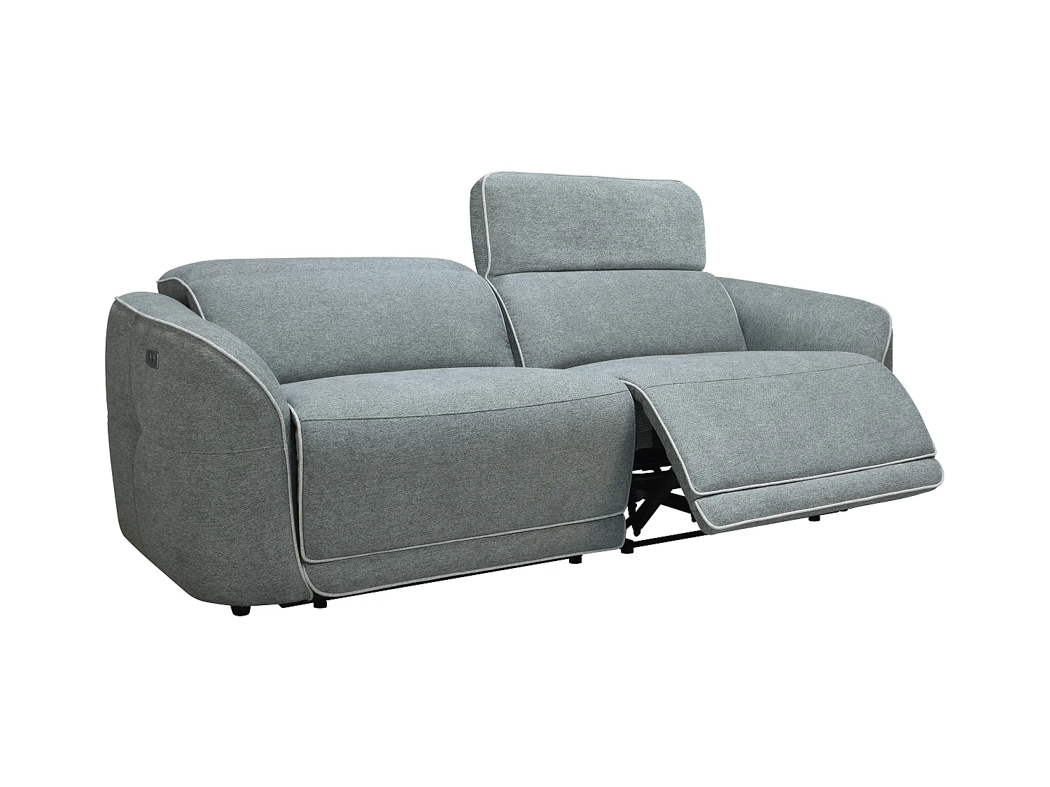 Relaxsofa 3-Sitzer + Relaxsessel elektrisch - melierter Stoff - Grau - OZARTO