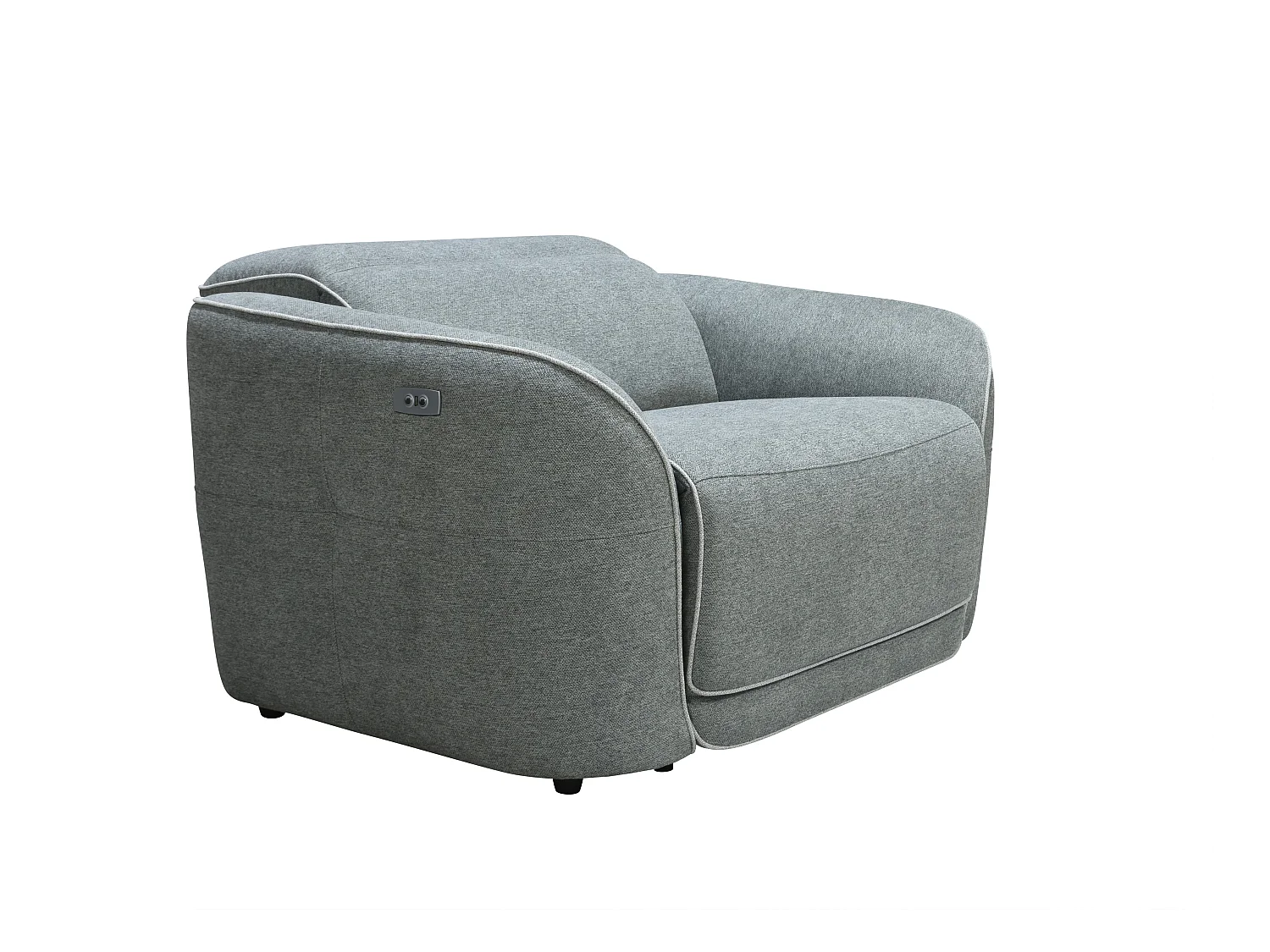 Relaxsofa 3-Sitzer + Relaxsessel elektrisch - melierter Stoff - Grau - OZARTO