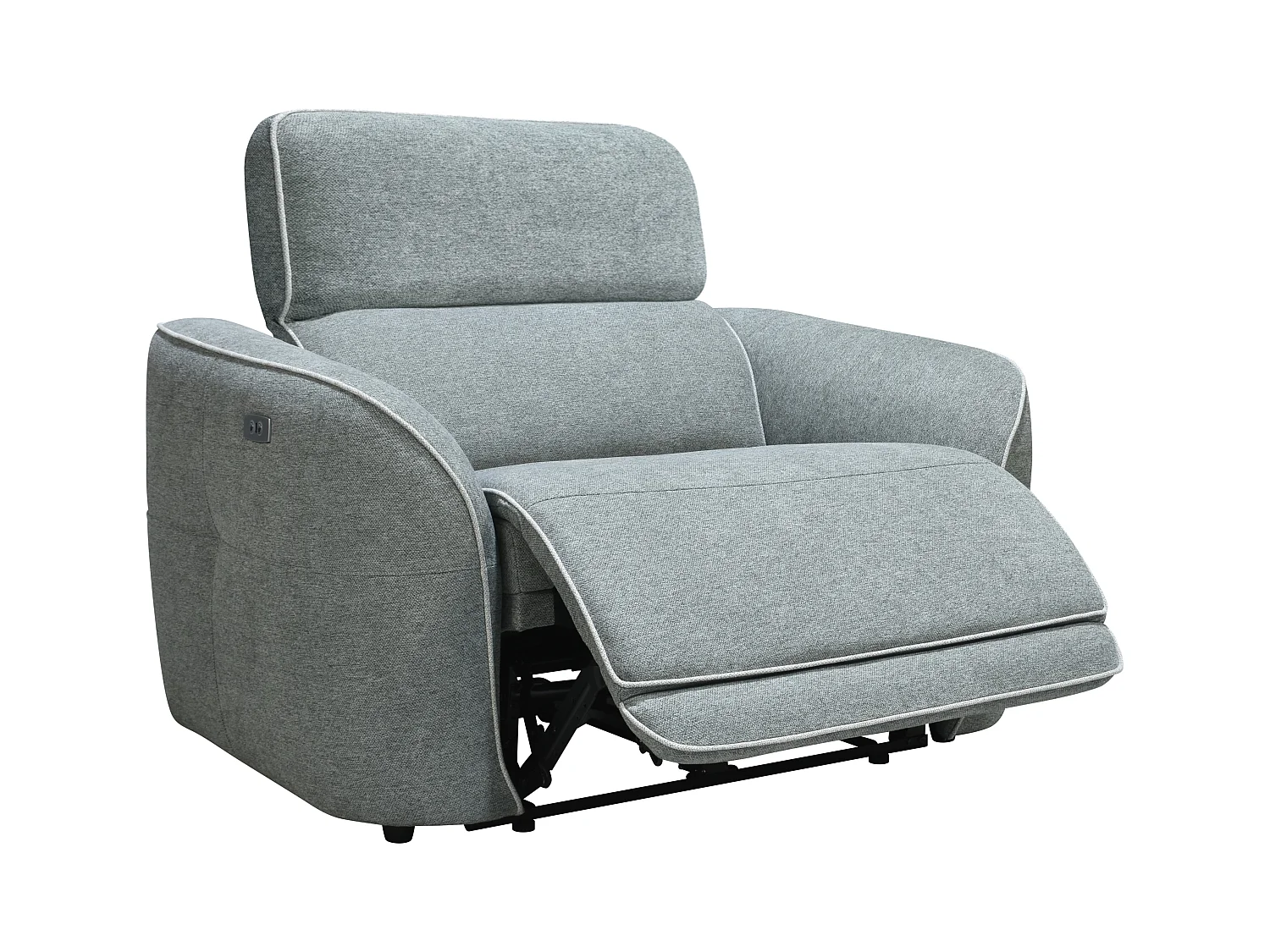 Relaxsofa 3-Sitzer + Relaxsessel elektrisch - melierter Stoff - Grau - OZARTO