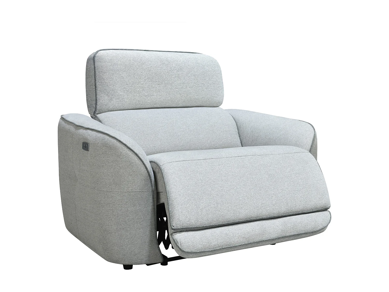 Relaxsofa 3-Sitzer + Relaxsessel elektrisch - melierter Stoff - Hellgrau - OZARTO