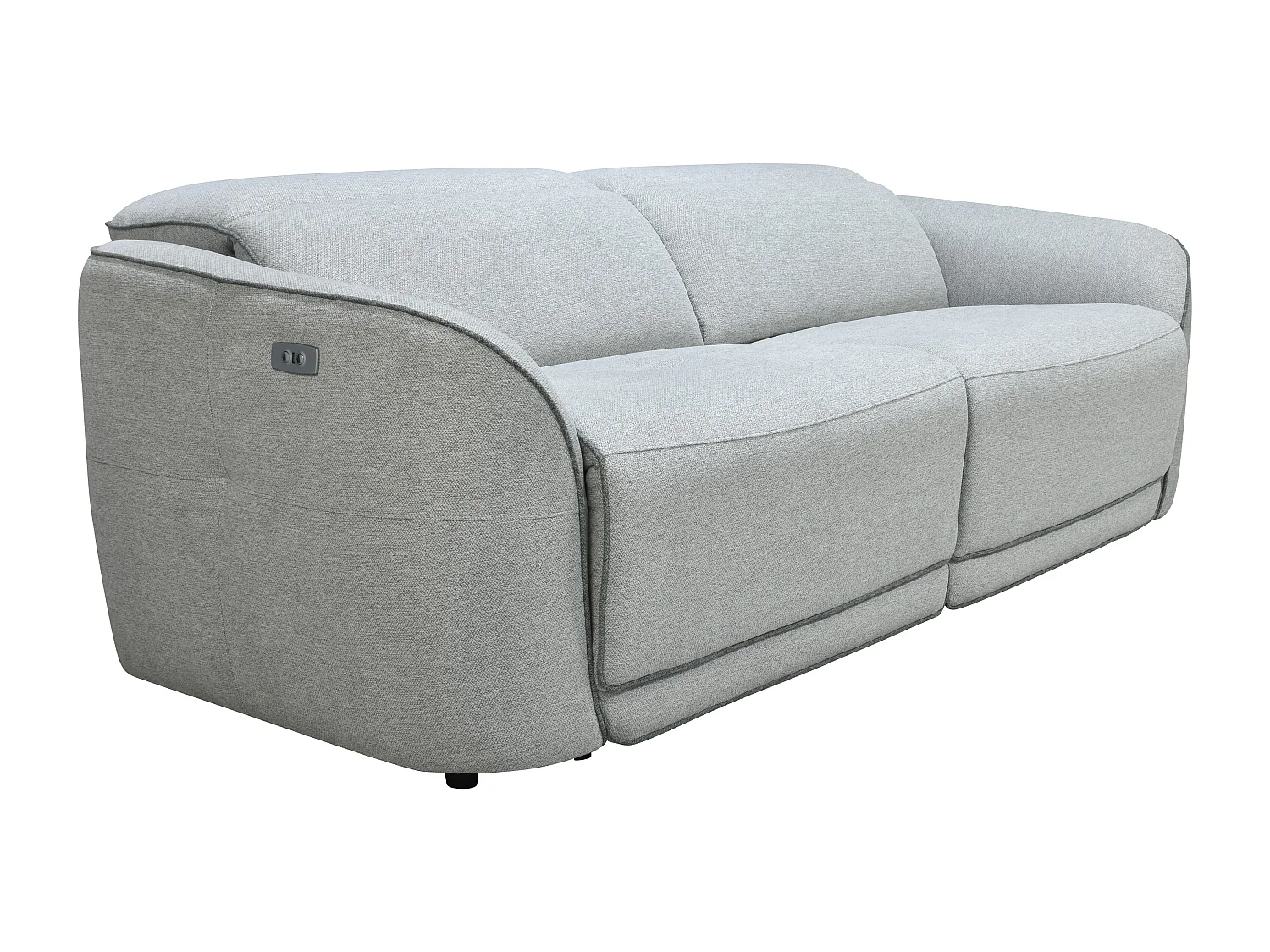 Relaxsofa 3-Sitzer + Relaxsessel elektrisch - melierter Stoff - Hellgrau - OZARTO