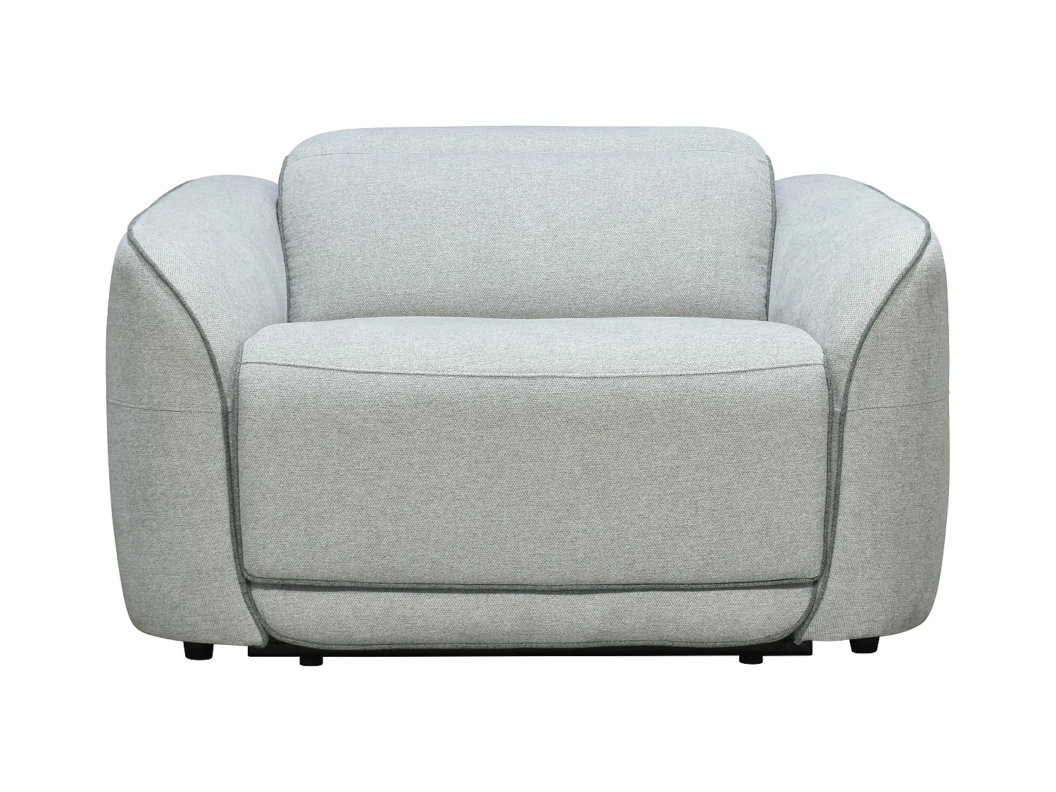 Elektrische driezits-relaxbank en -fauteuil van lichtgrijze gechineerde stof OZARTO