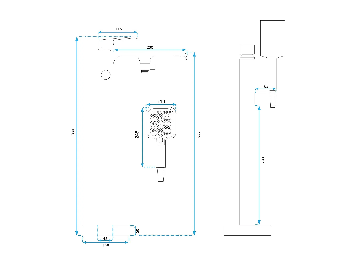 Grifo De Pie Rea My2061-38B Hass Black