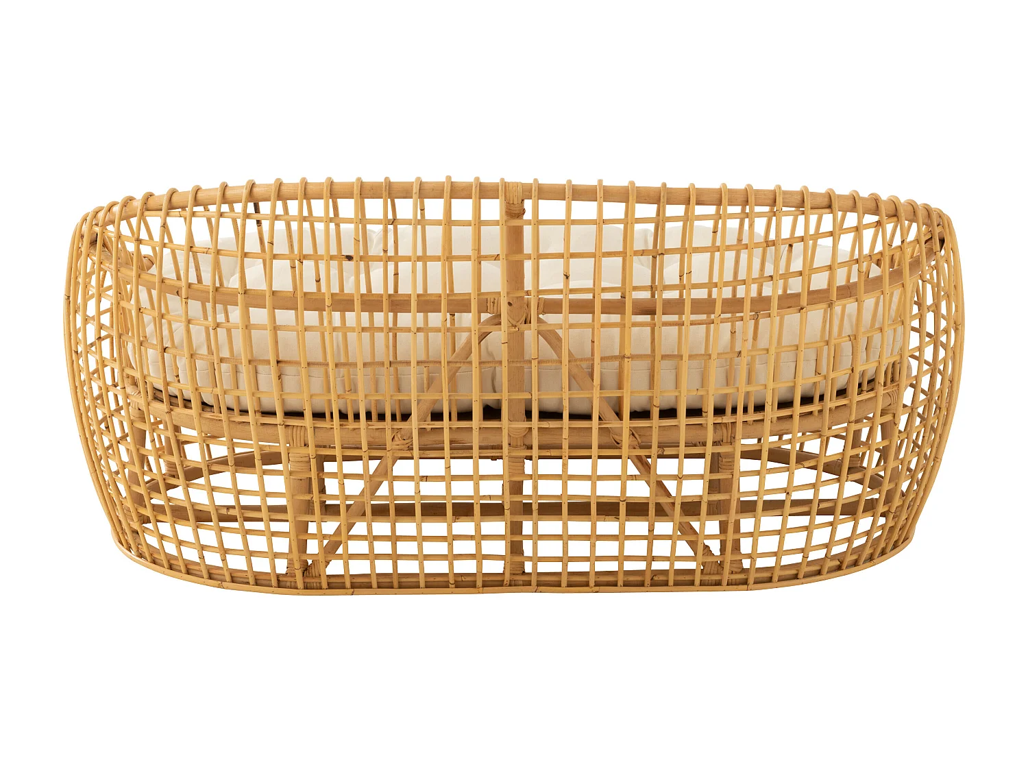 Sofa Lizo 2 places avec coussins - Finition naturelle et blanche