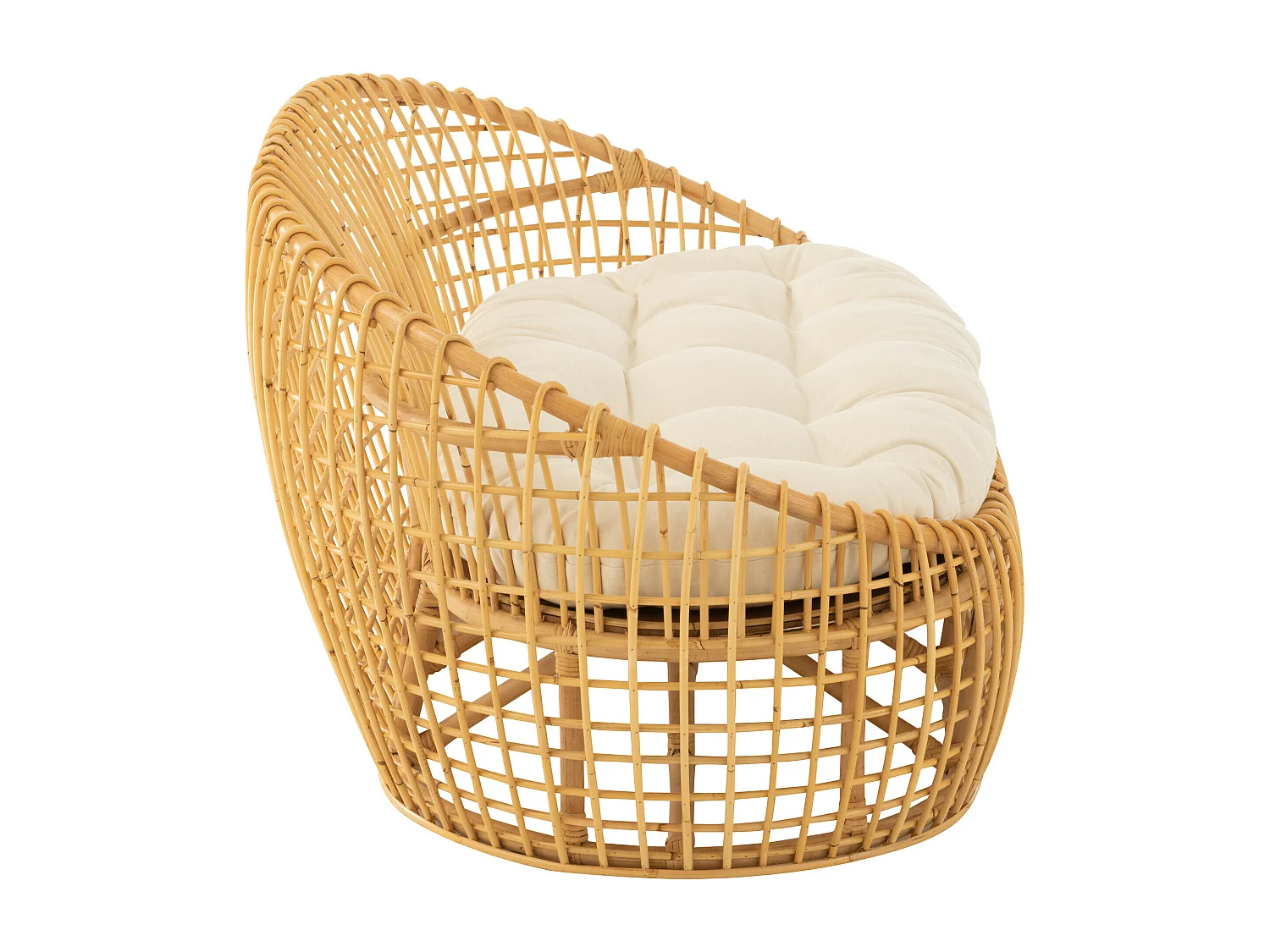 Sofa Lizo 2 places avec coussins - Finition naturelle et blanche