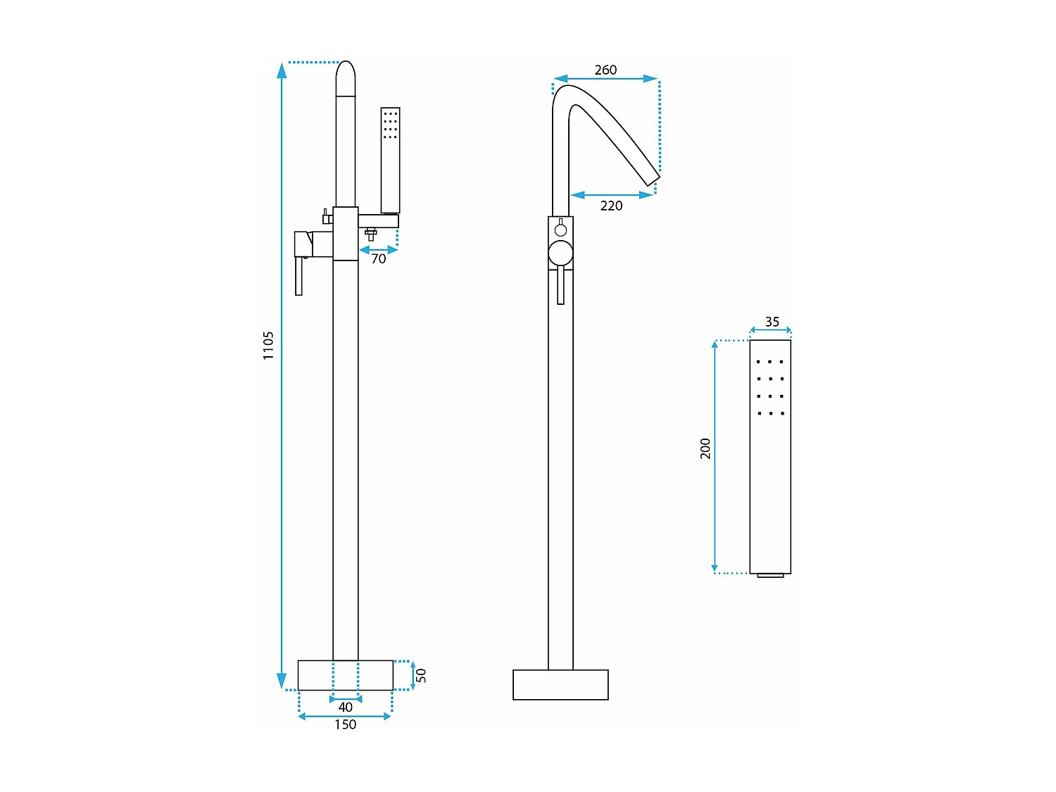 Robinet Autoportant Rea Aras Brush Gold