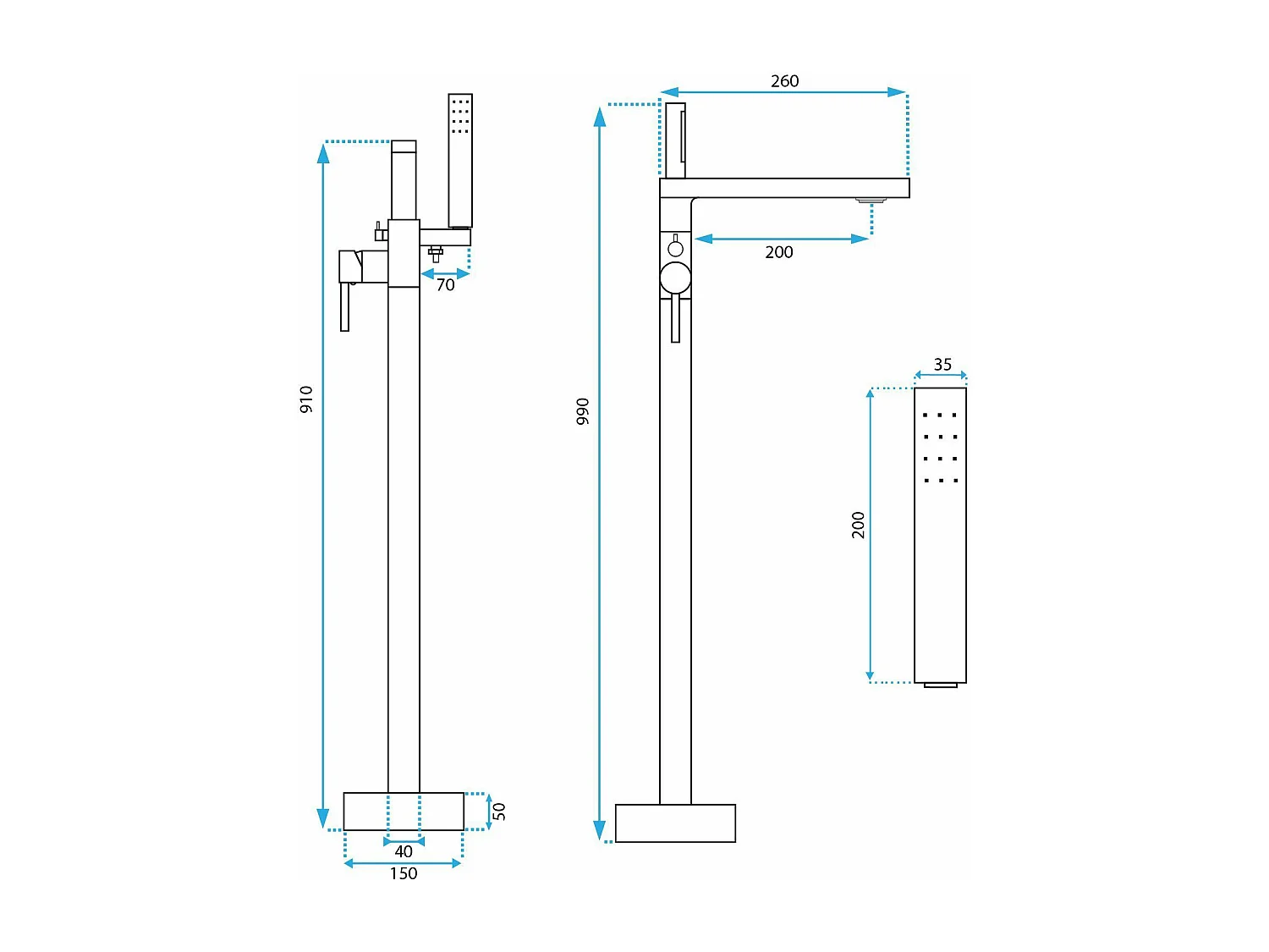 Vloeren Badmengkraan Rea Flores Chrome