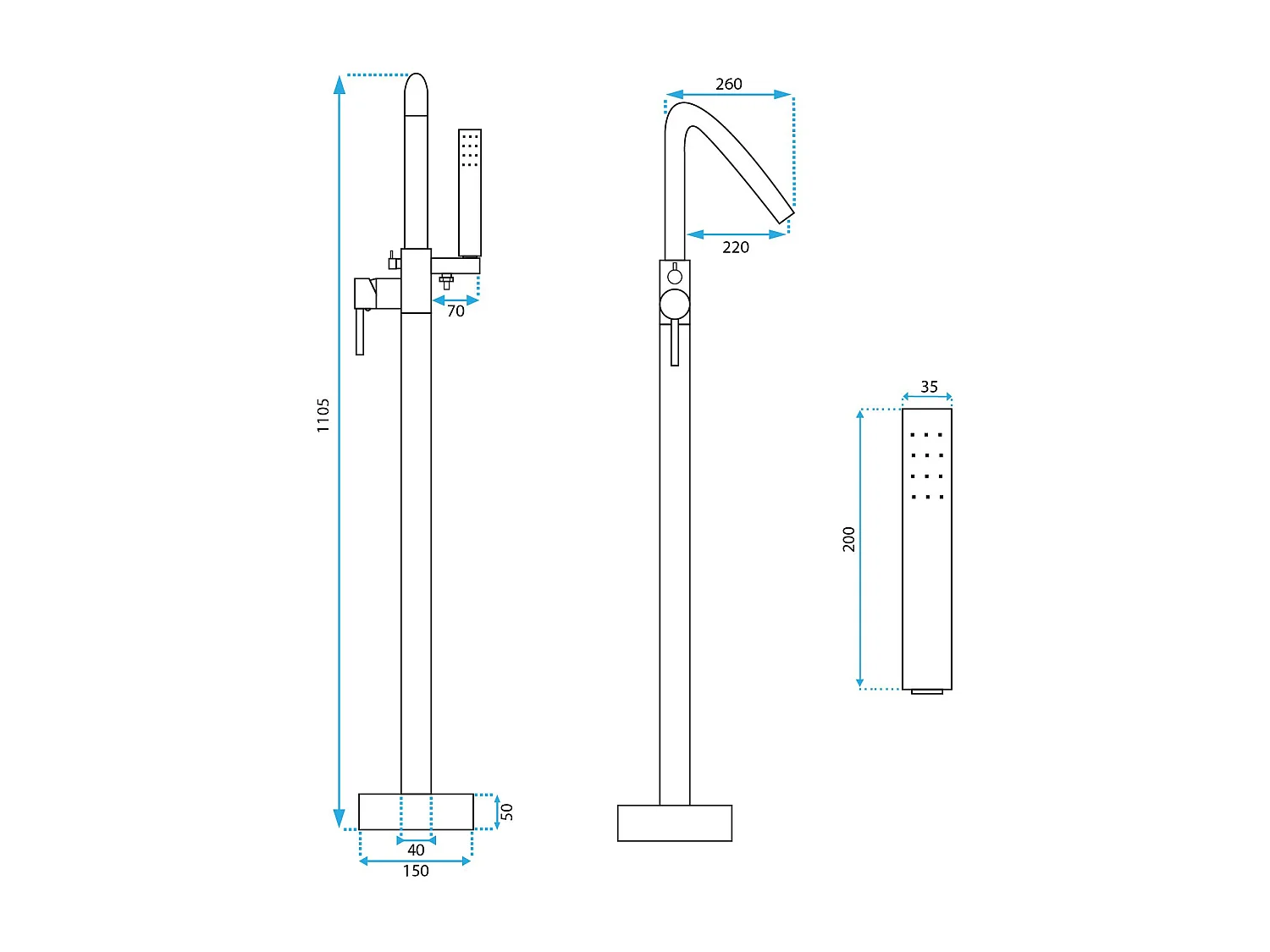 Frei Stehende Armatur Rea Aras Grey