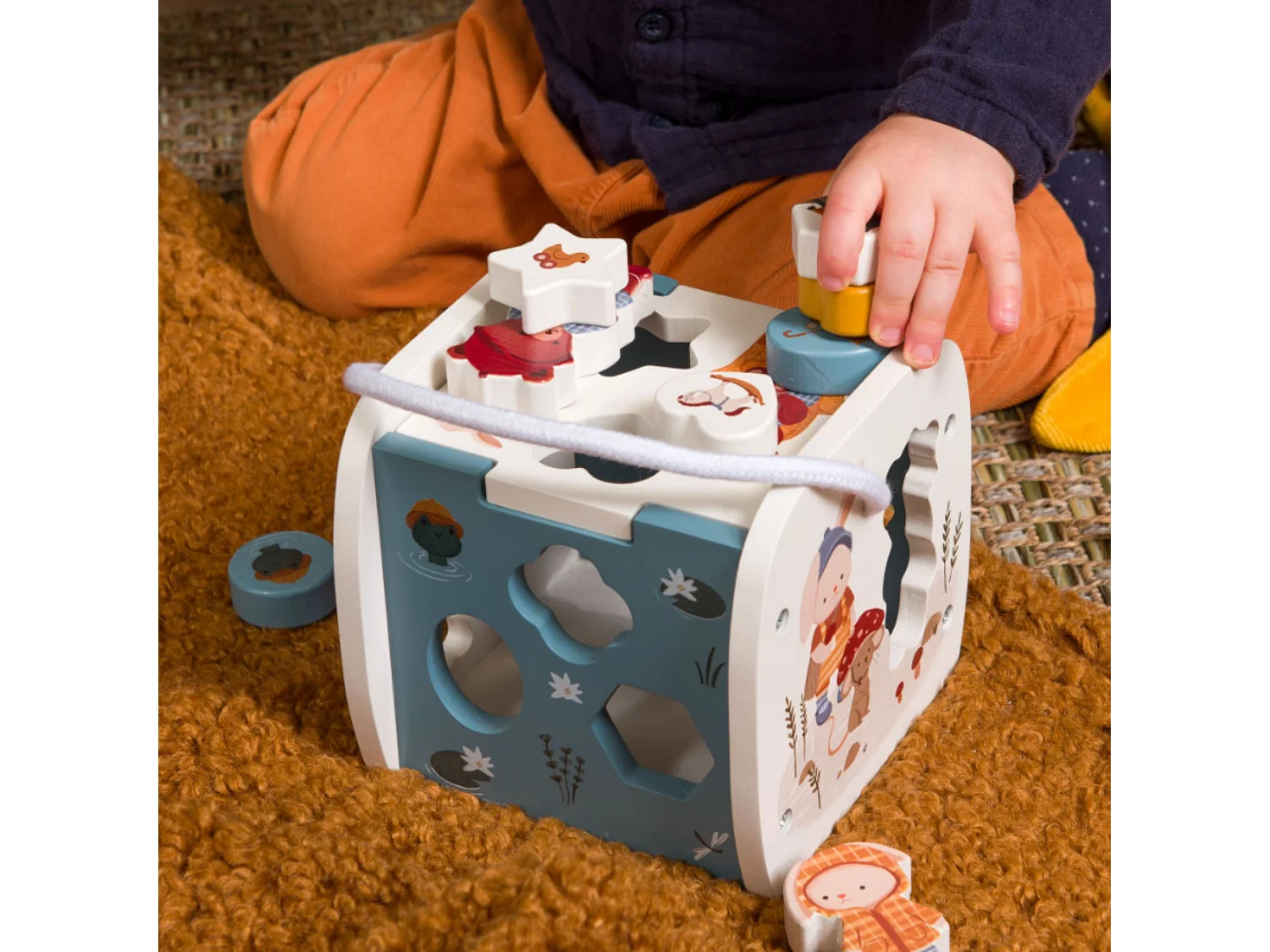 Scatola di forme blu Gaston 14x14x15 cm