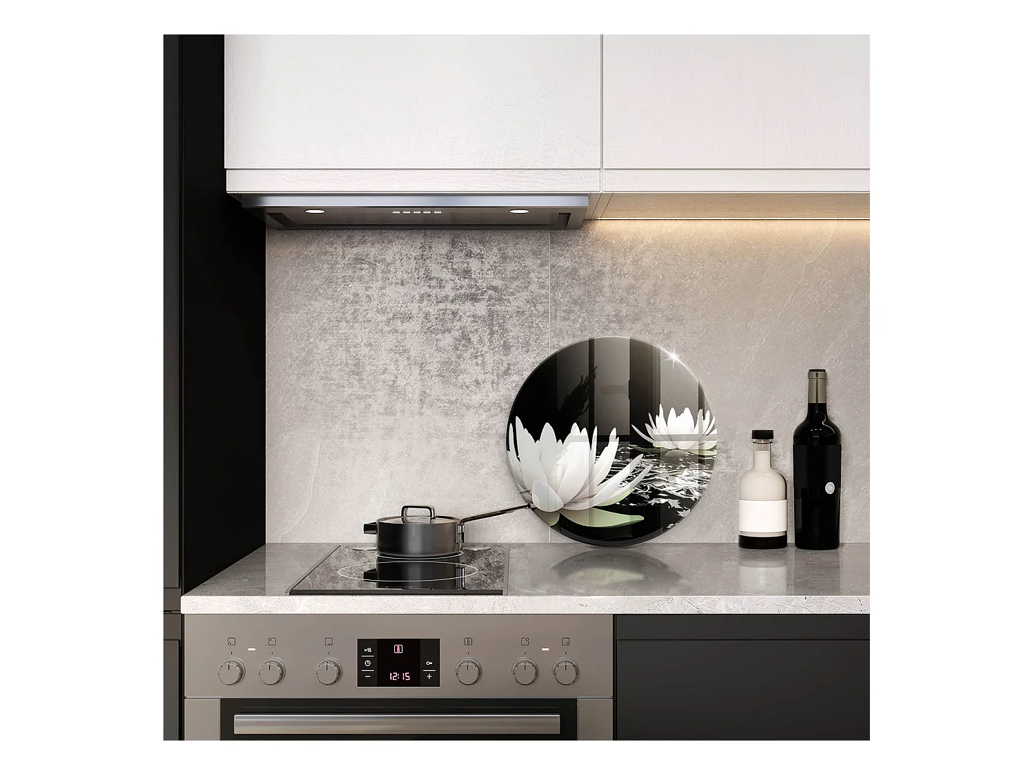 Tabla de cocina redonda de cristal, 40 cm Lirios blancos en el agua