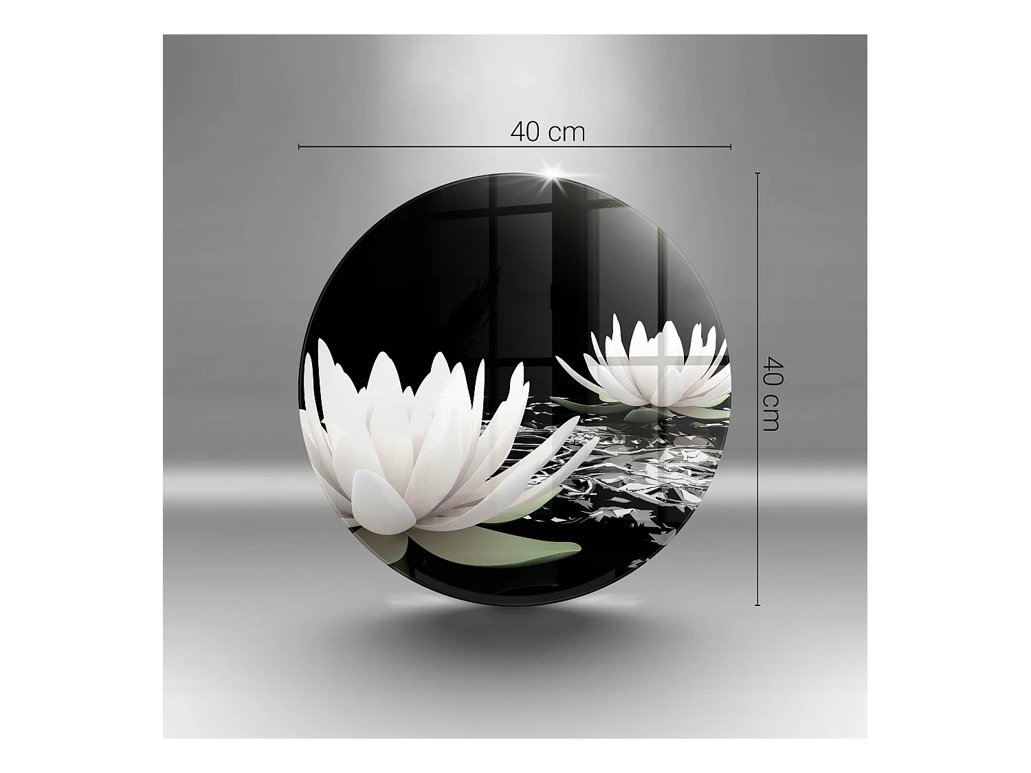 Tabla de cocina redonda de cristal, 40 cm Lirios blancos en el agua