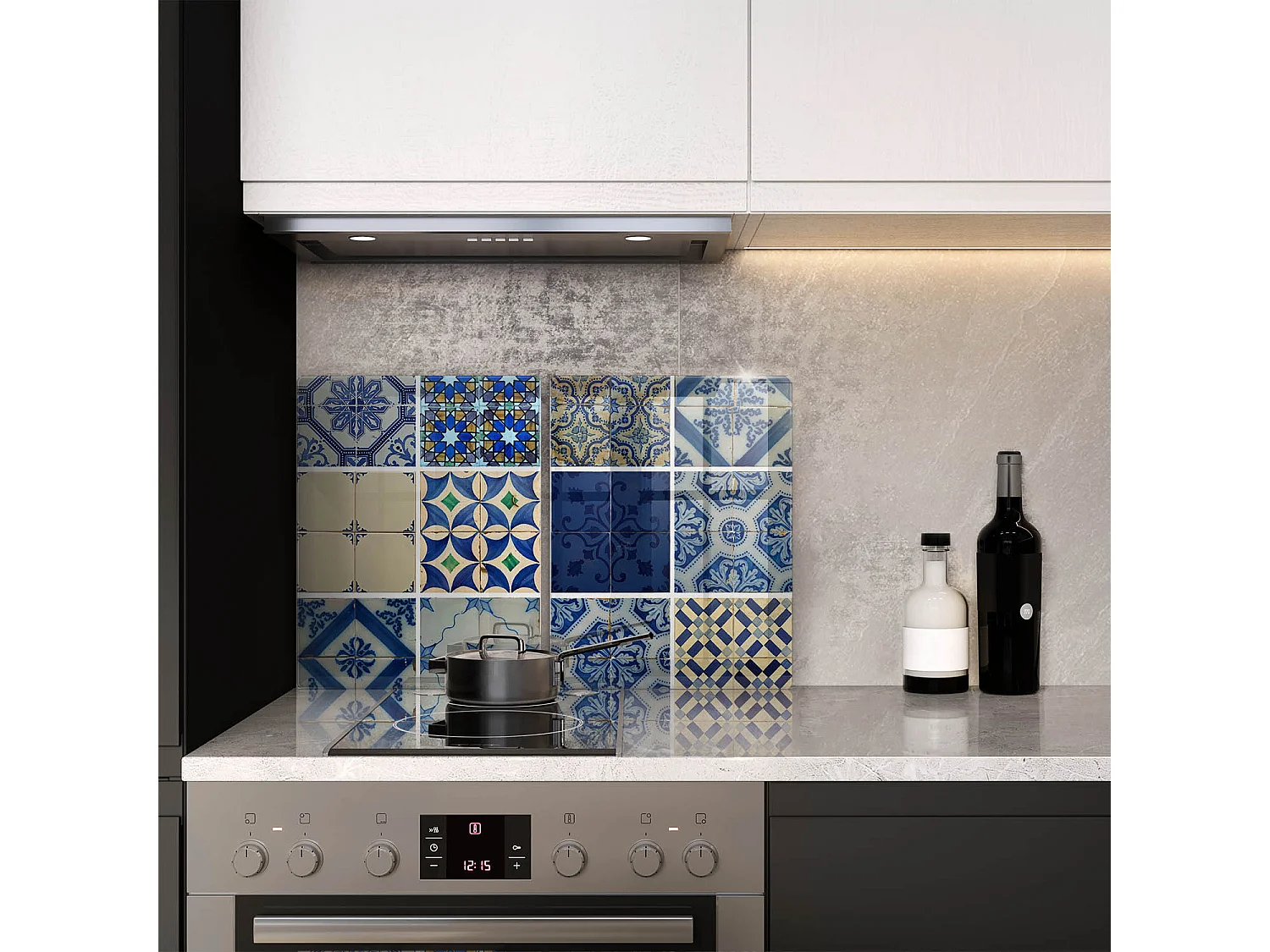 Rechteckiges Küchenbrett aus Glas, 2 Stück 40x52 cm, dekorative Fliesen