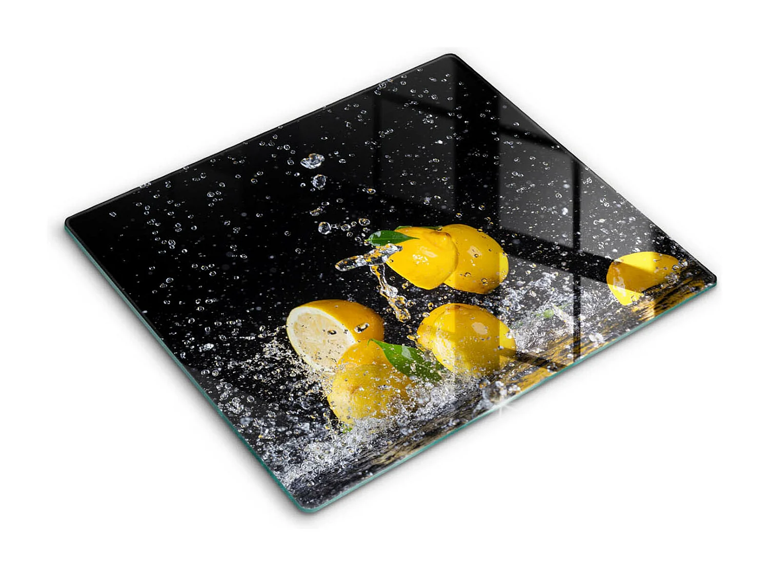 Rechteckiges Küchenbrett aus Glas, 60x52 cm Saftige Zitronenfrucht