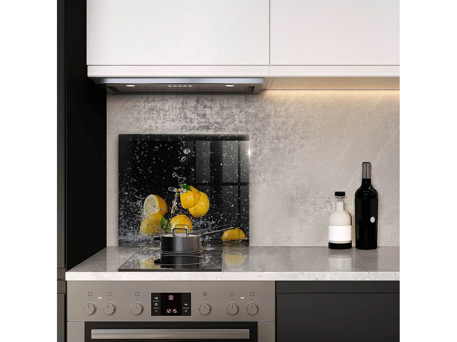 Rechteckiges Küchenbrett aus Glas, 60x52 cm Saftige Zitronenfrucht