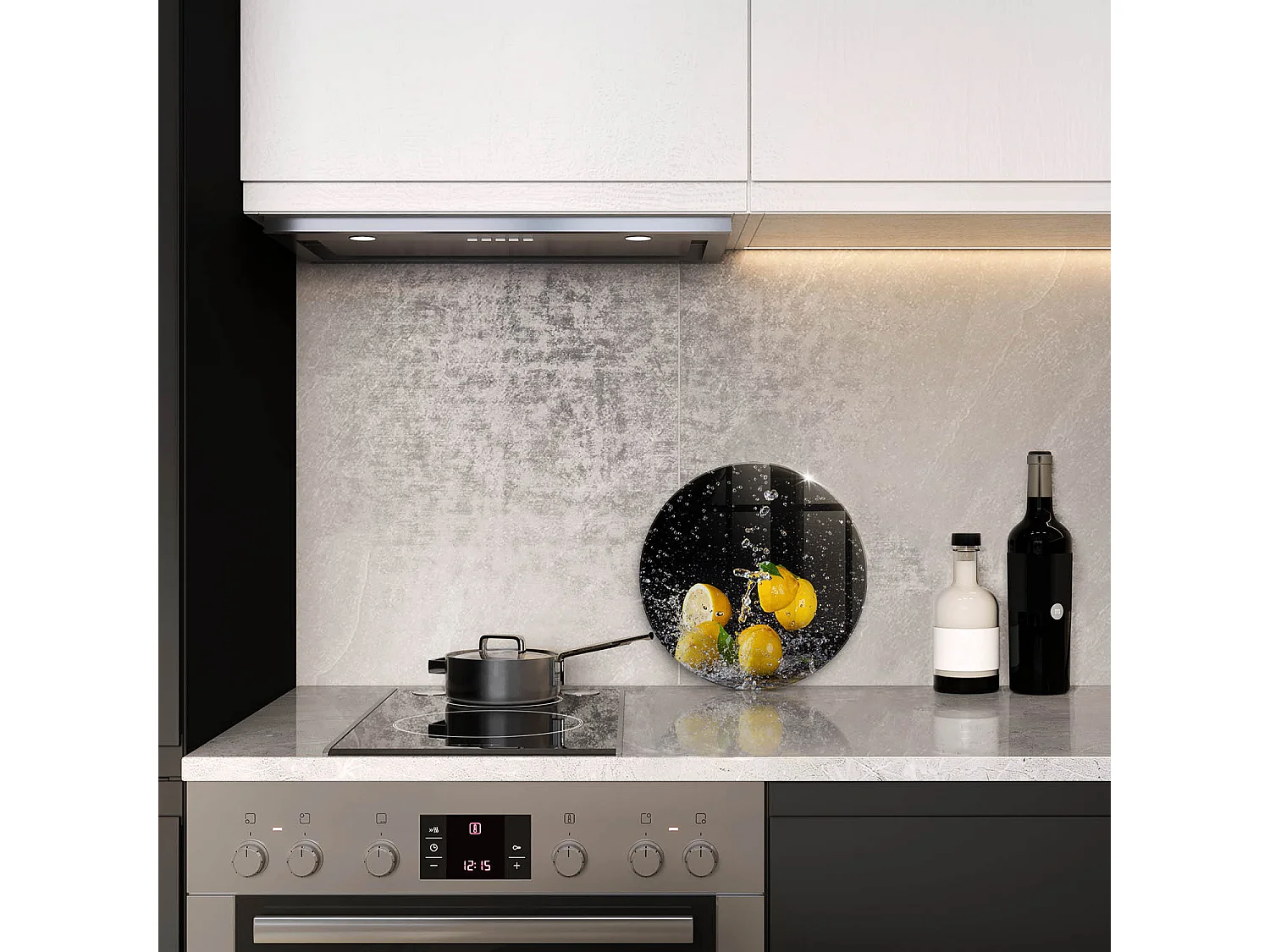 Planche de cuisine ronde en verre, 30 cm Citron juteux