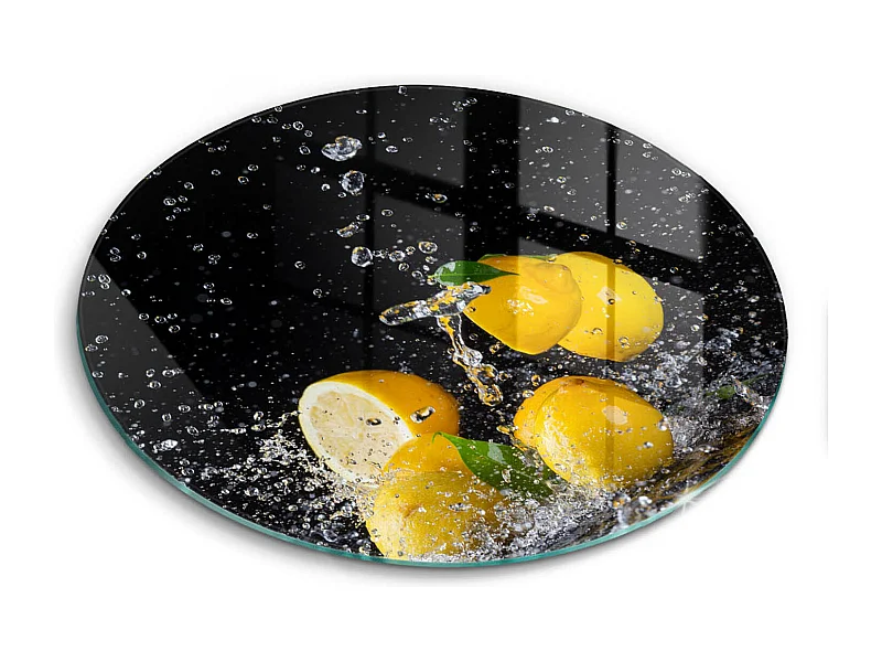 Rundes Küchenbrett aus Glas, 30 cm Saftige Zitrone