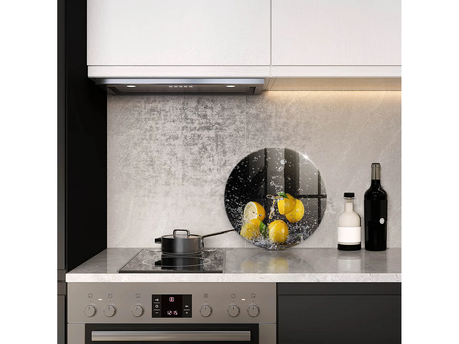 Planche de cuisine ronde en verre, 40 cm Citron juteux