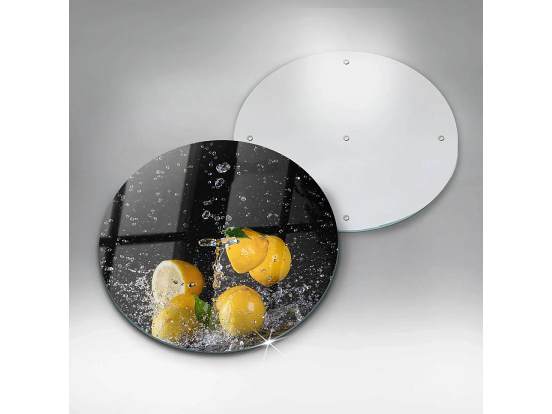 Planche de cuisine ronde en verre, 40 cm Citron juteux
