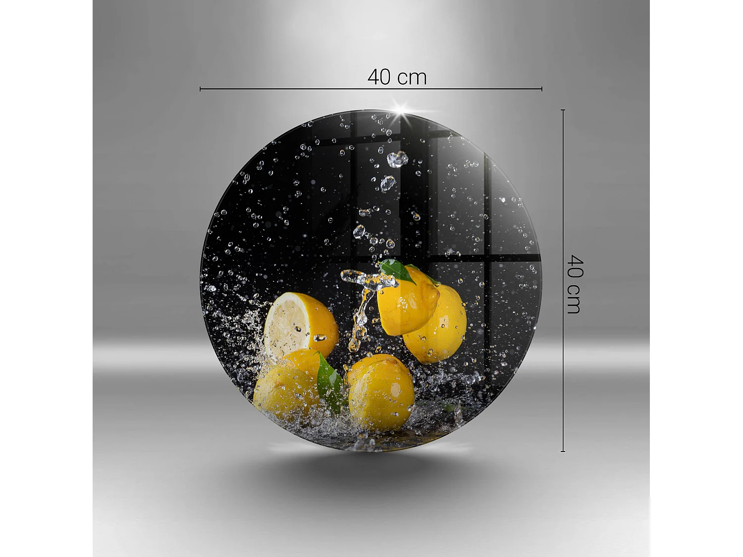 Planche de cuisine ronde en verre, 40 cm Citron juteux