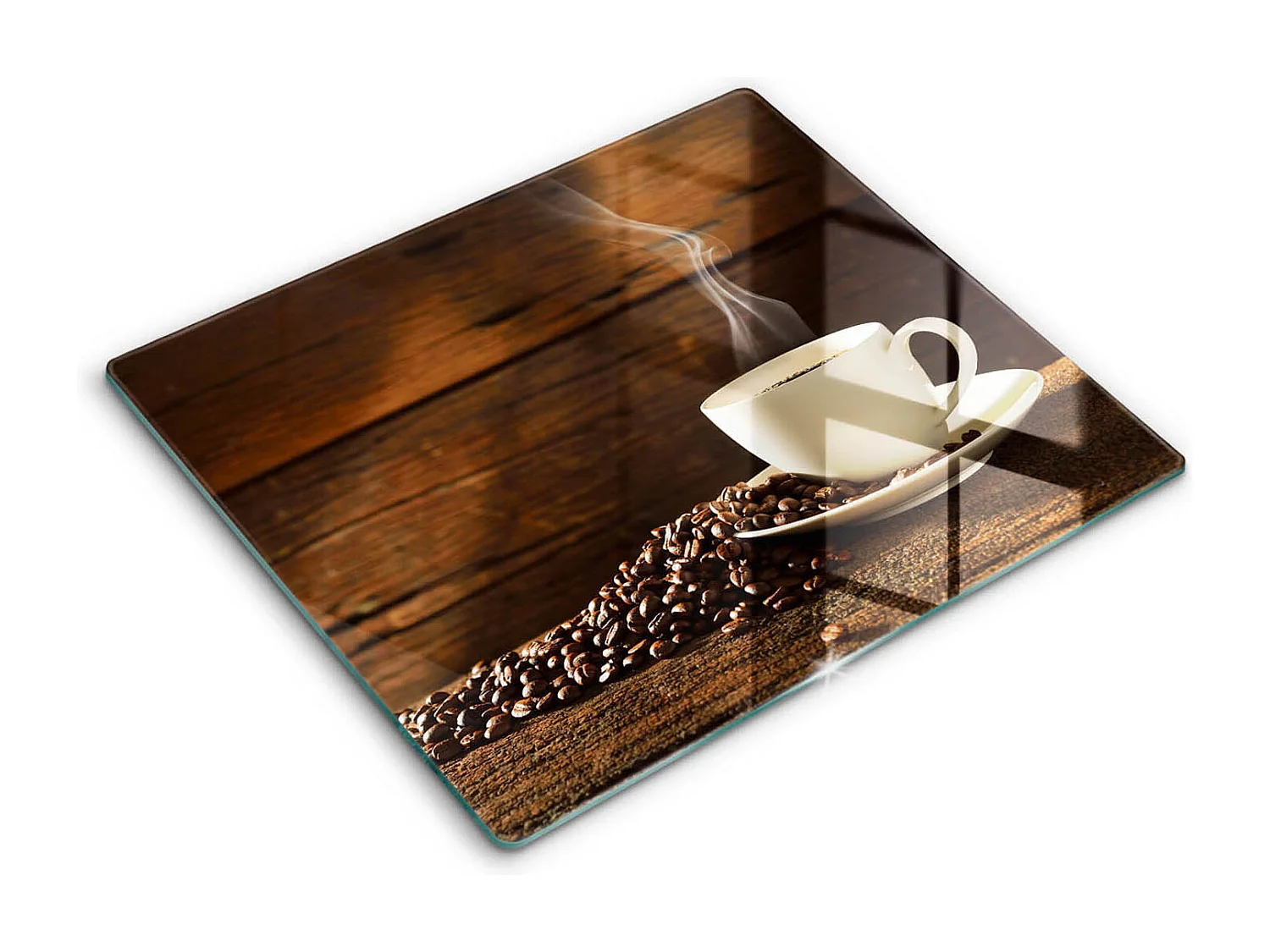 Planche de cuisine rectangulaire en verre, 60x52 cm Tasse à café en bois