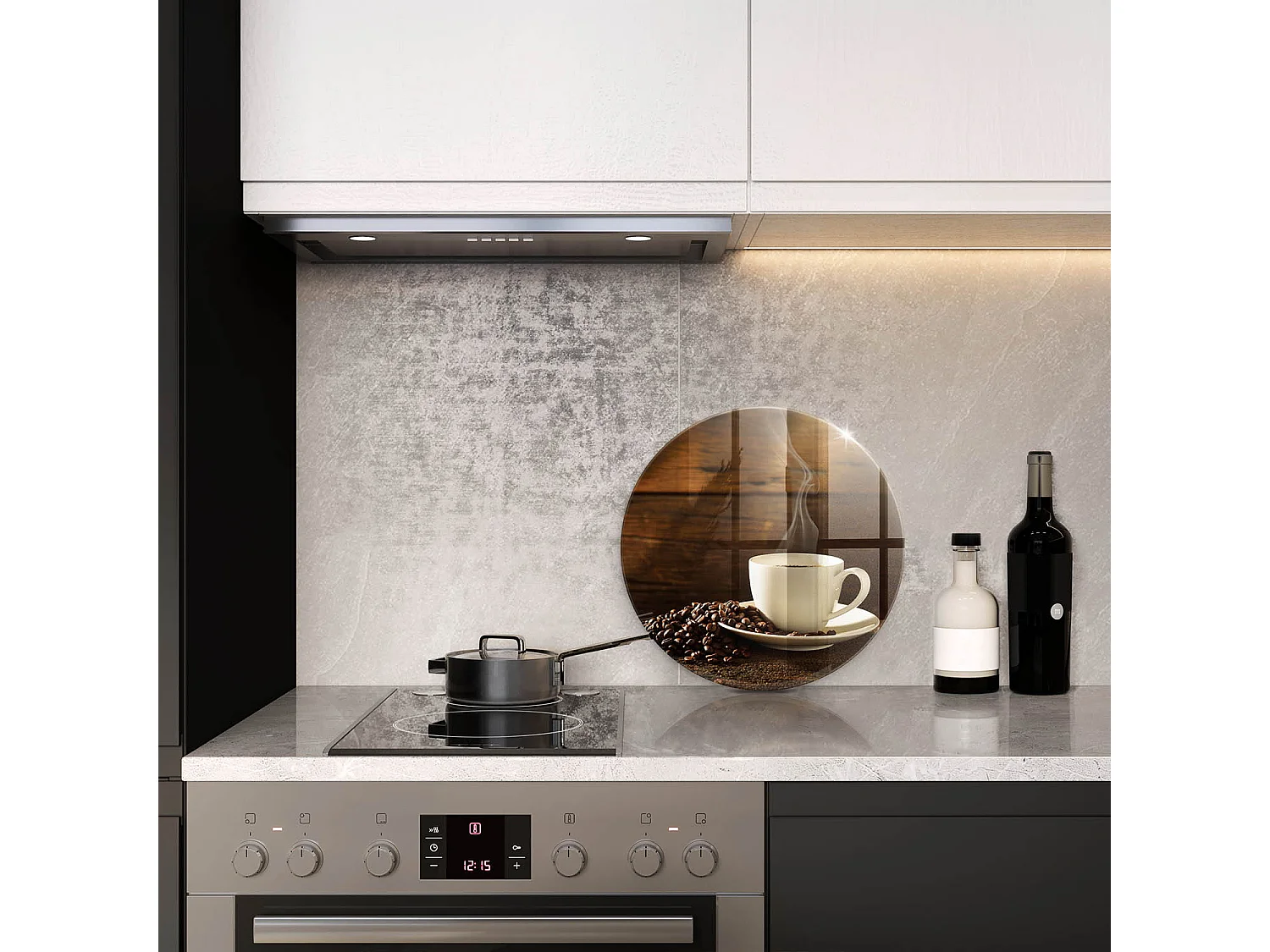 Planche de cuisine ronde en verre, 40 cm Tasse à café en bois