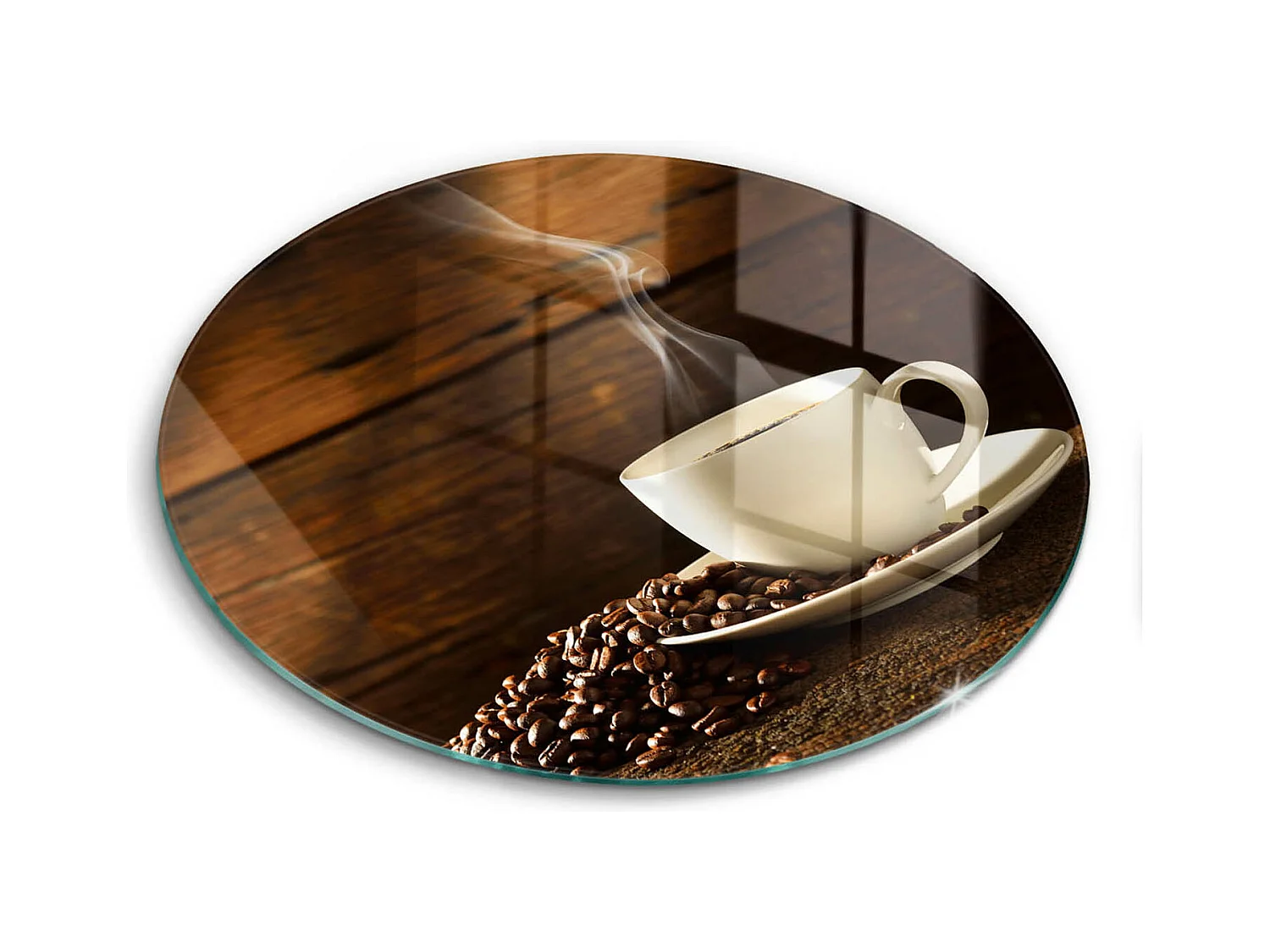Tagliere da cucina rotondo in vetro, 40 cm Tazzina da caffè in legno