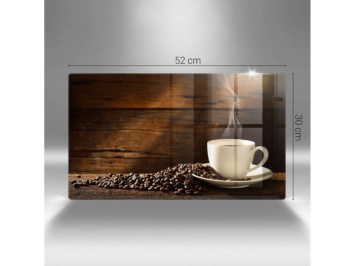 Planche de cuisine rectangulaire en verre, 52x30 cm Tasse à café en bois