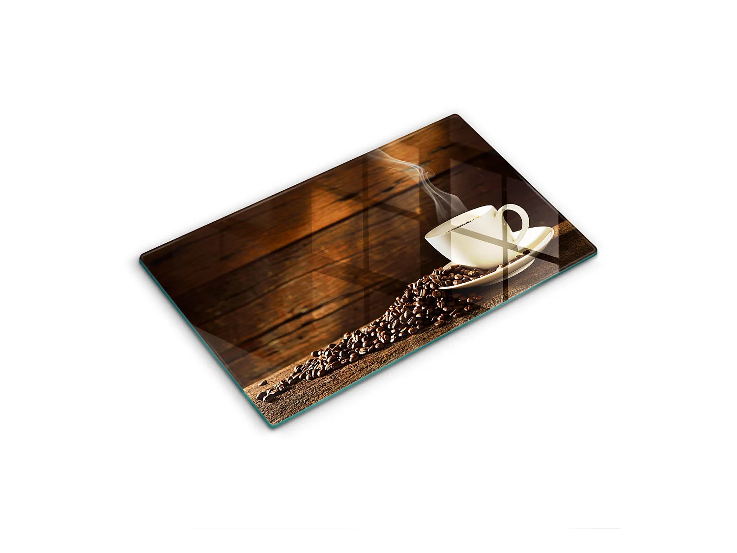 Planche de cuisine rectangulaire en verre, 52x30 cm Tasse à café en bois