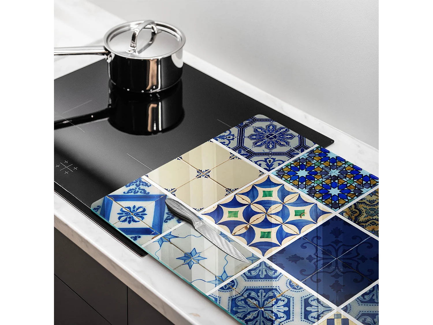 Planche de cuisine rectangulaire en verre, 80x52 cm Carreaux décoratifs